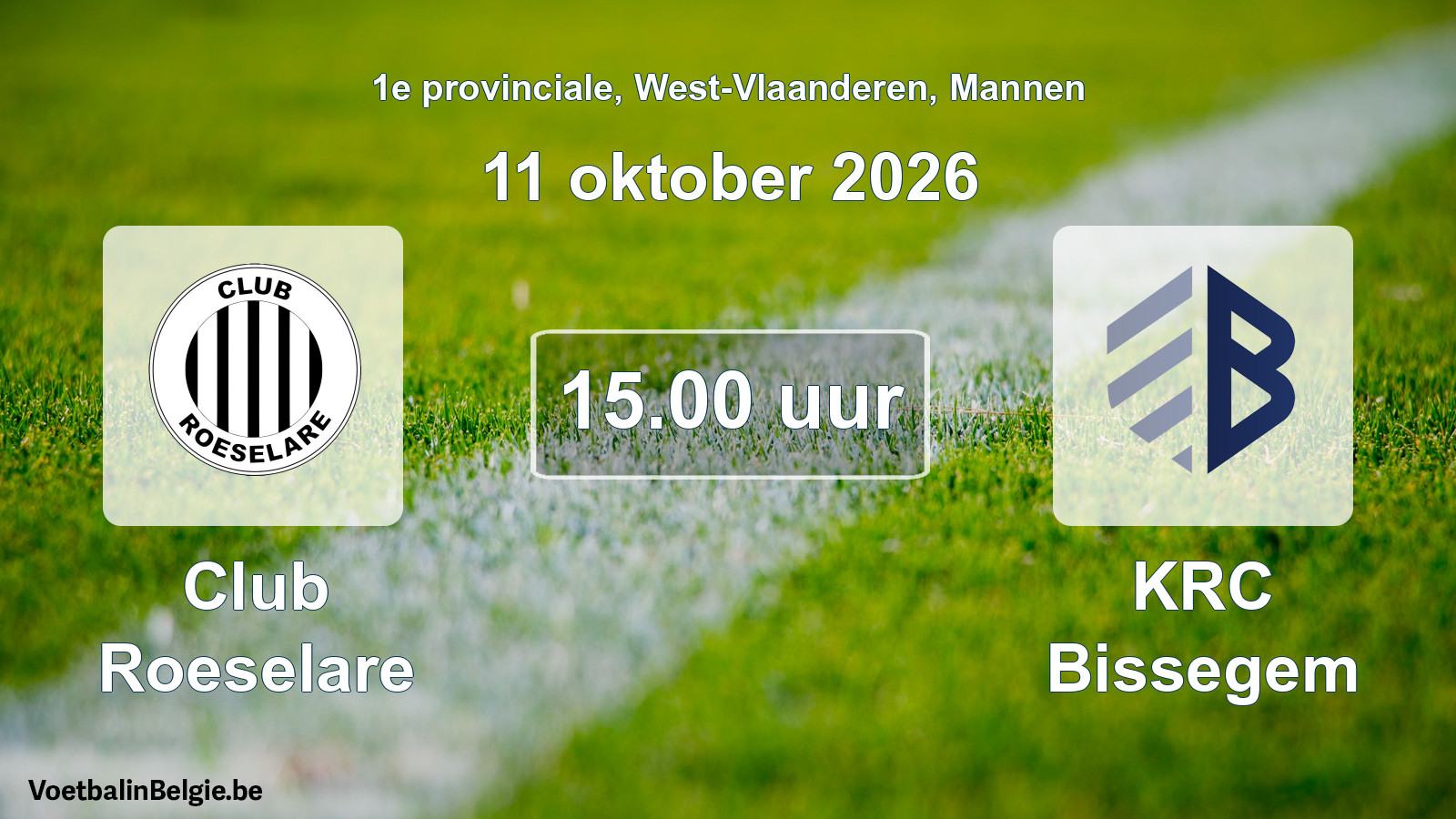 Geplande wedstrijd mannenvoetbal: Club Roeselare - KRC Bissegem (11 oktober 2026)