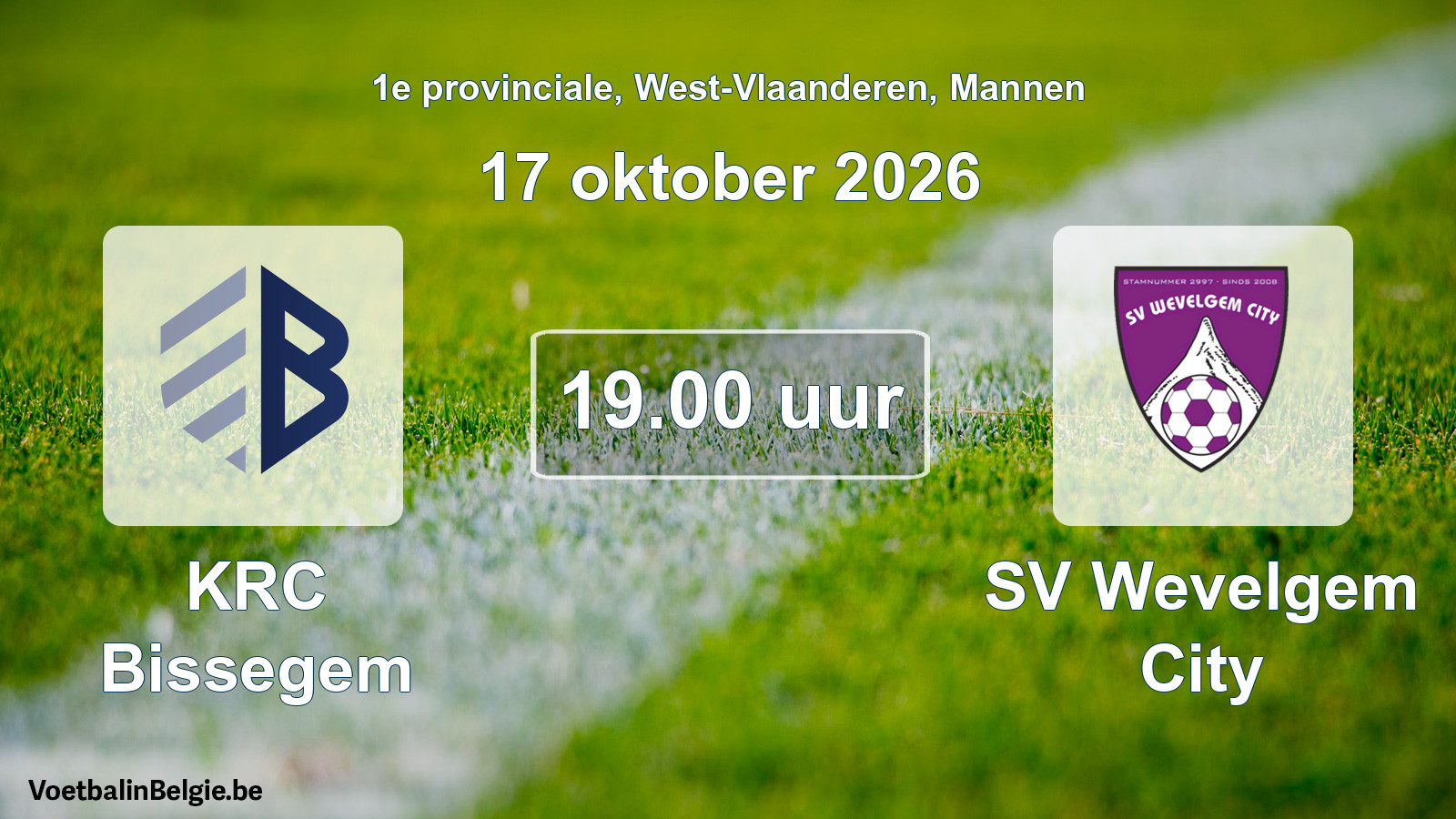 Geplande wedstrijd mannenvoetbal: KRC Bissegem - SV Wevelgem City (17 oktober 2026)