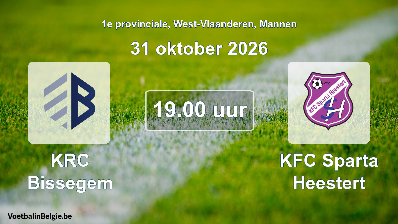 Geplande wedstrijd mannenvoetbal: KRC Bissegem - KFC Sparta Heestert (31 oktober 2026)