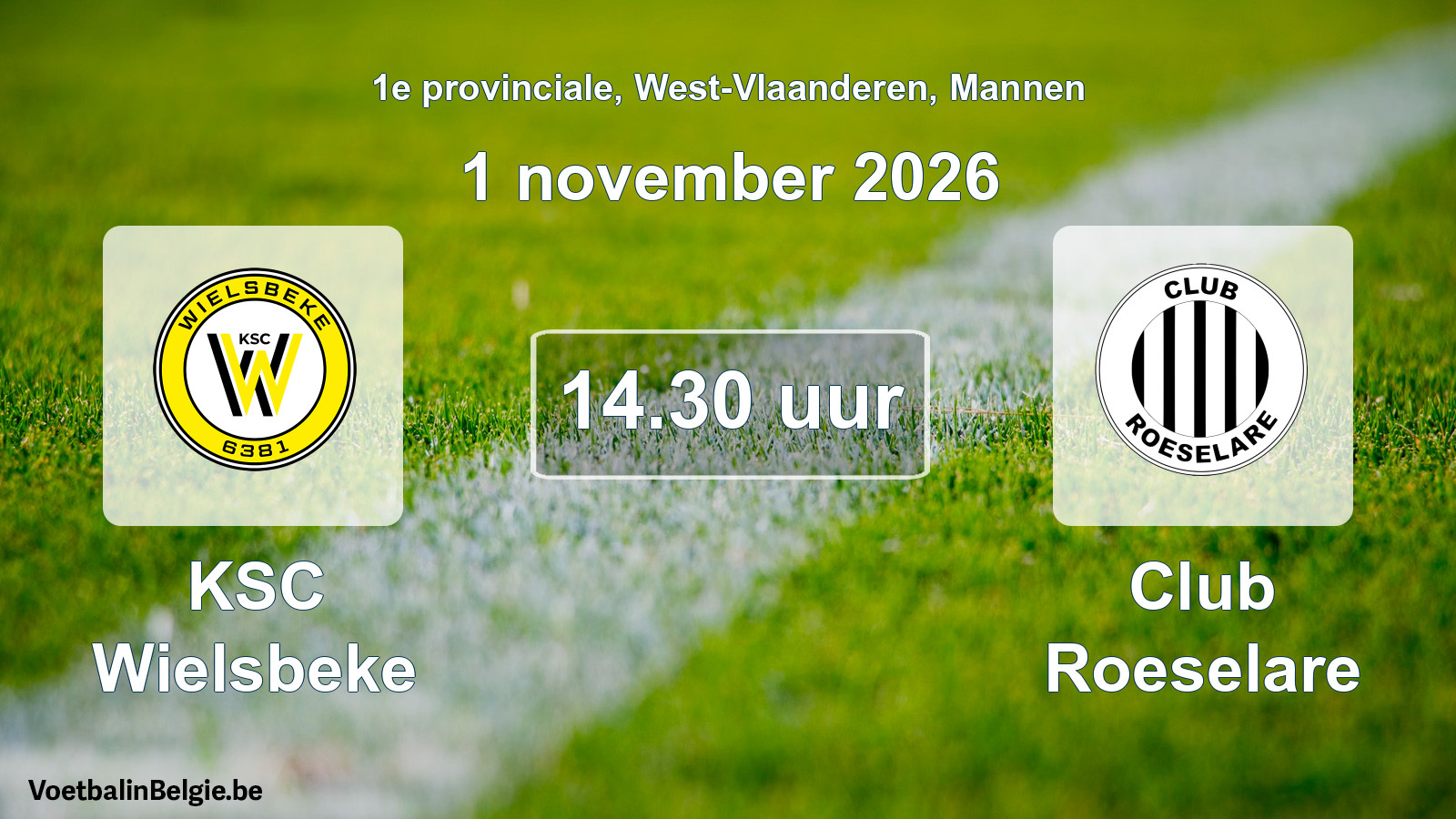 Geplande wedstrijd mannenvoetbal: KSC Wielsbeke - Club Roeselare (1 november 2026)