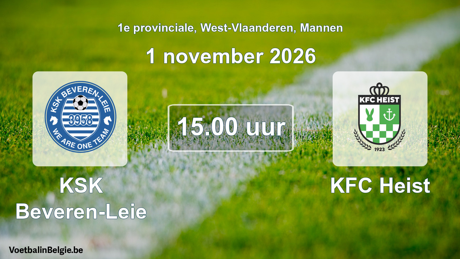 Geplande wedstrijd mannenvoetbal: KSK Beveren-Leie - KFC Heist (1 november 2026)