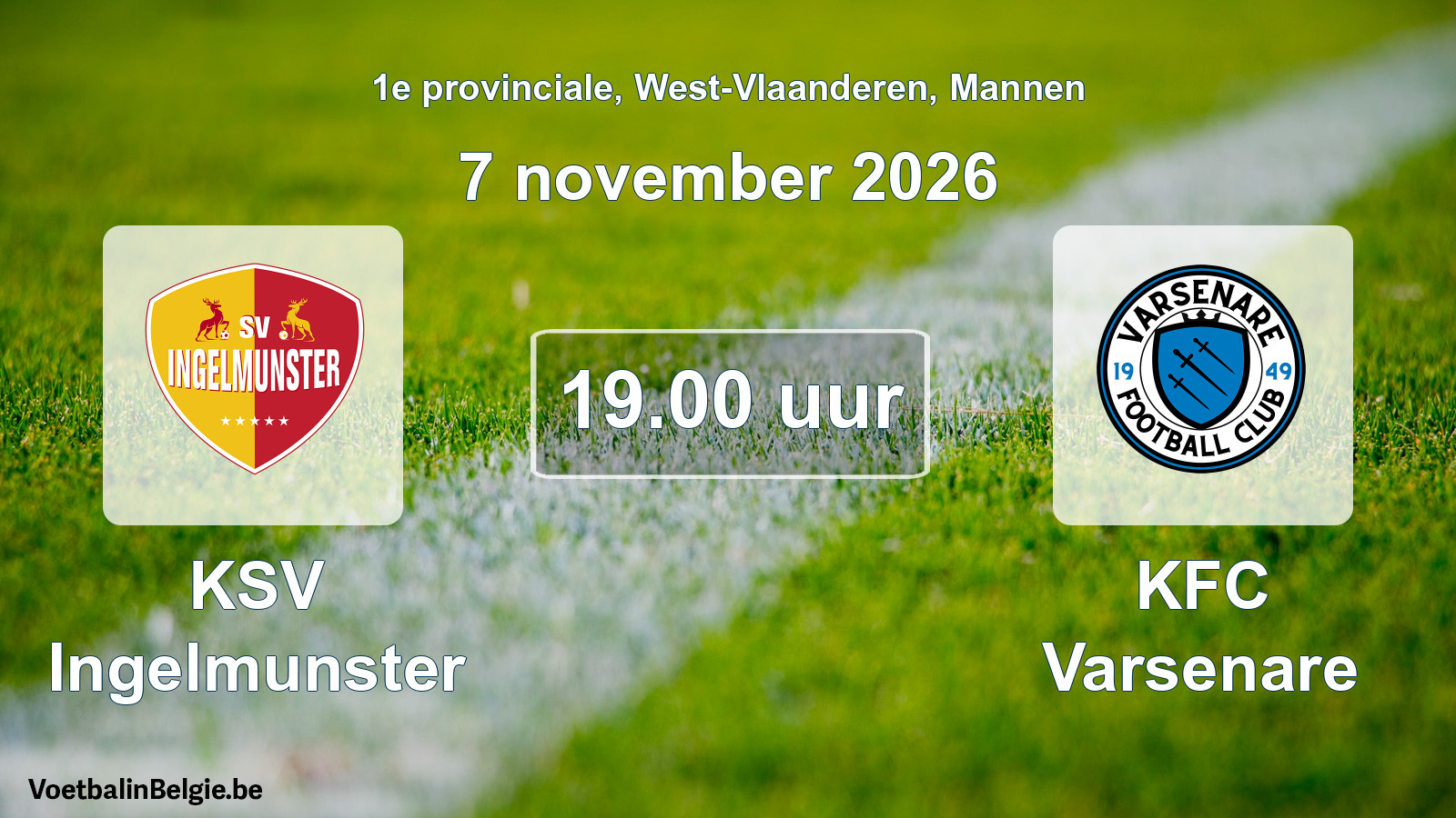 Geplande wedstrijd mannenvoetbal: KSV Ingelmunster - KFC Varsenare (7 november 2026)