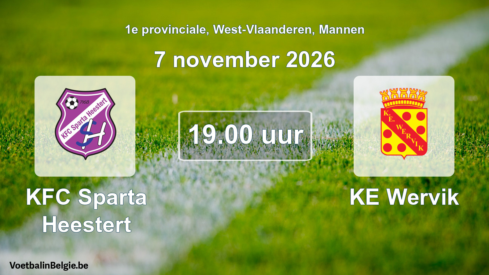 Geplande wedstrijd mannenvoetbal: KFC Sparta Heestert - KE Wervik (7 november 2026)