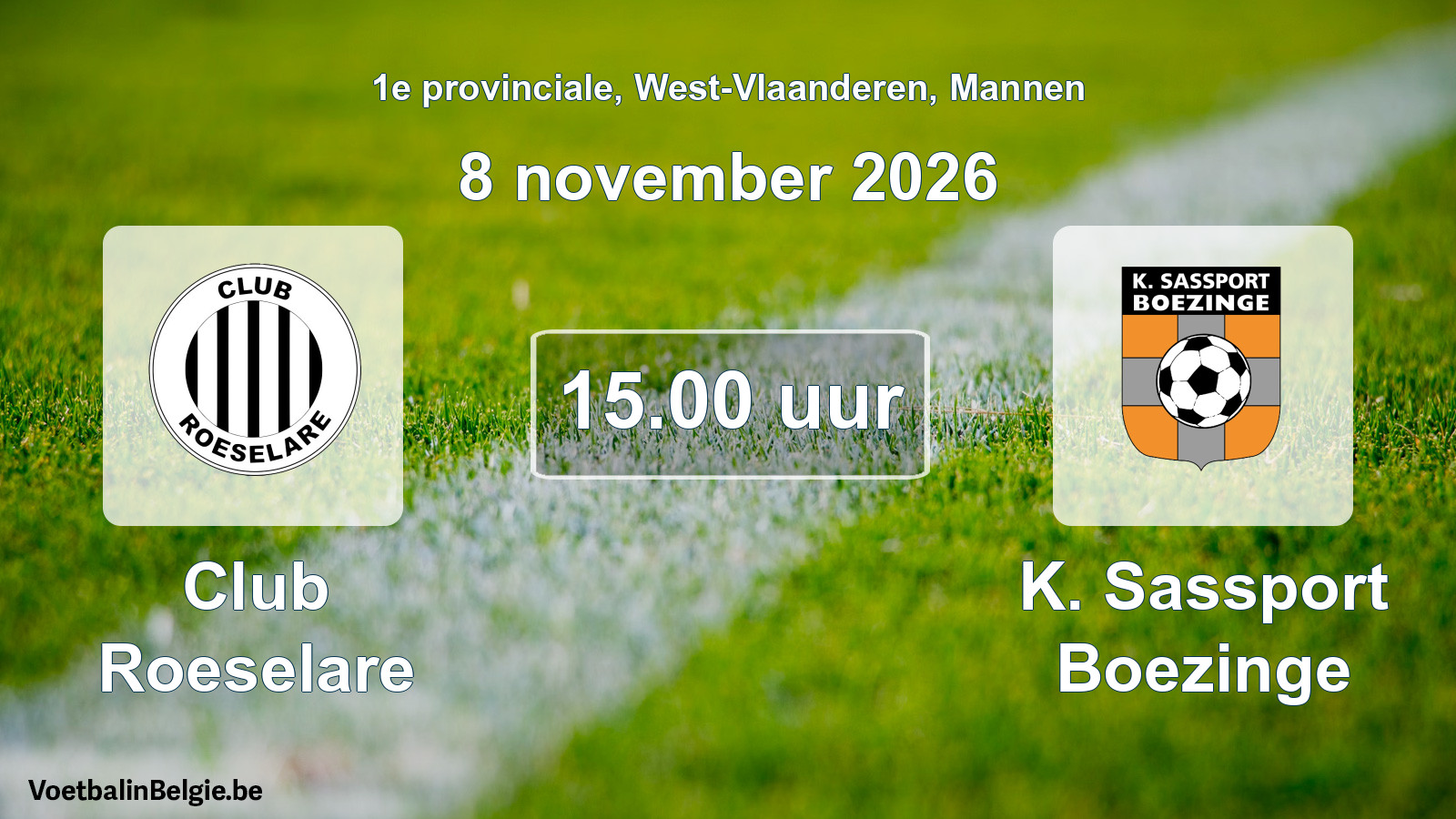 Geplande wedstrijd mannenvoetbal: Club Roeselare - K. Sassport Boezinge (8 november 2026)