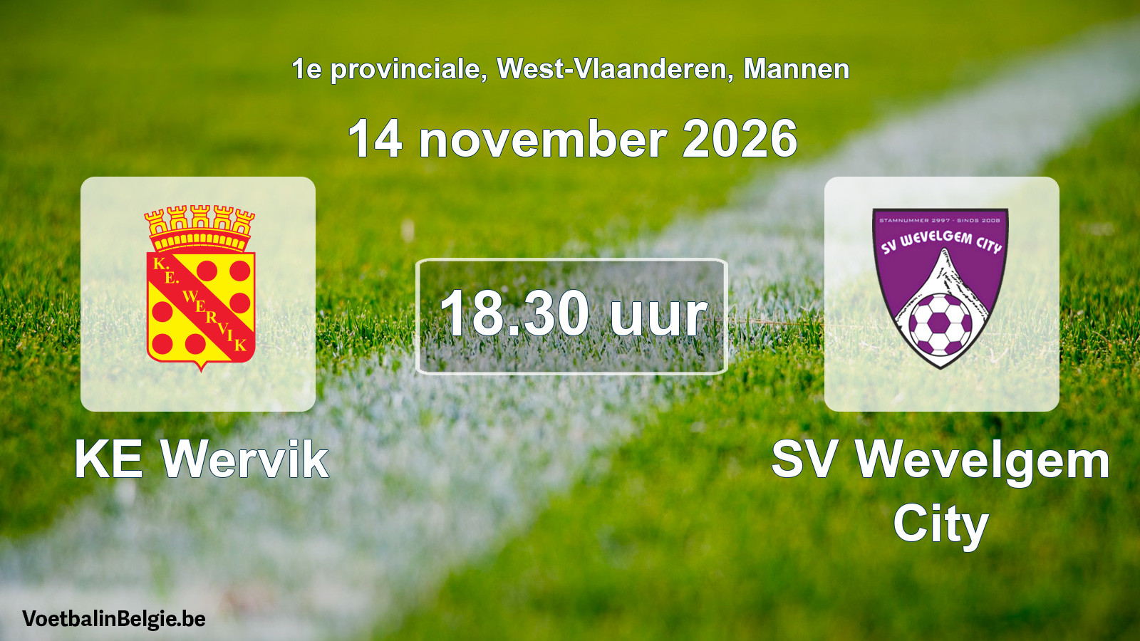 Geplande wedstrijd mannenvoetbal: KE Wervik - SV Wevelgem City (14 november 2026)