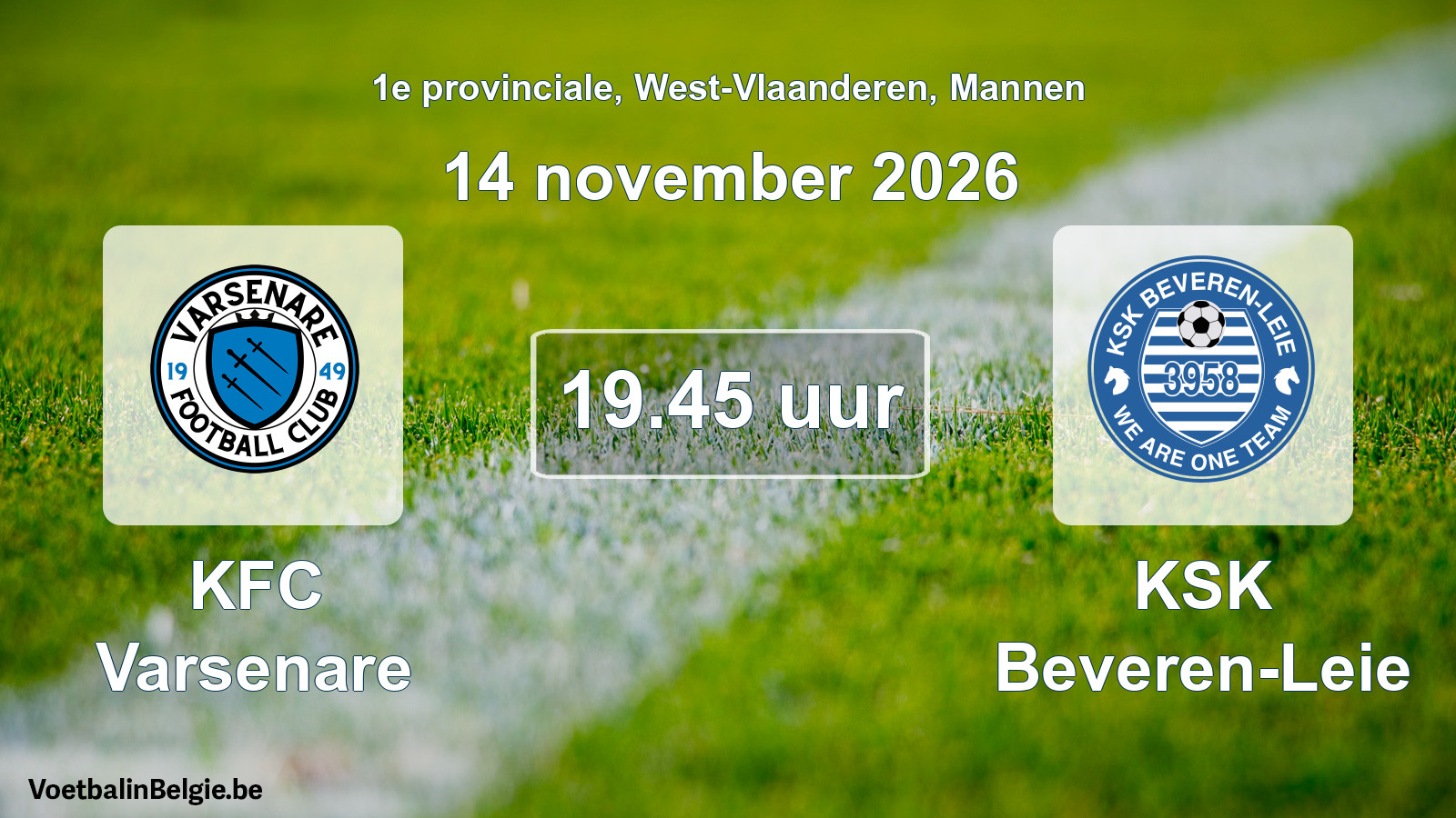 Geplande wedstrijd mannenvoetbal: KFC Varsenare - KSK Beveren-Leie (14 november 2026)