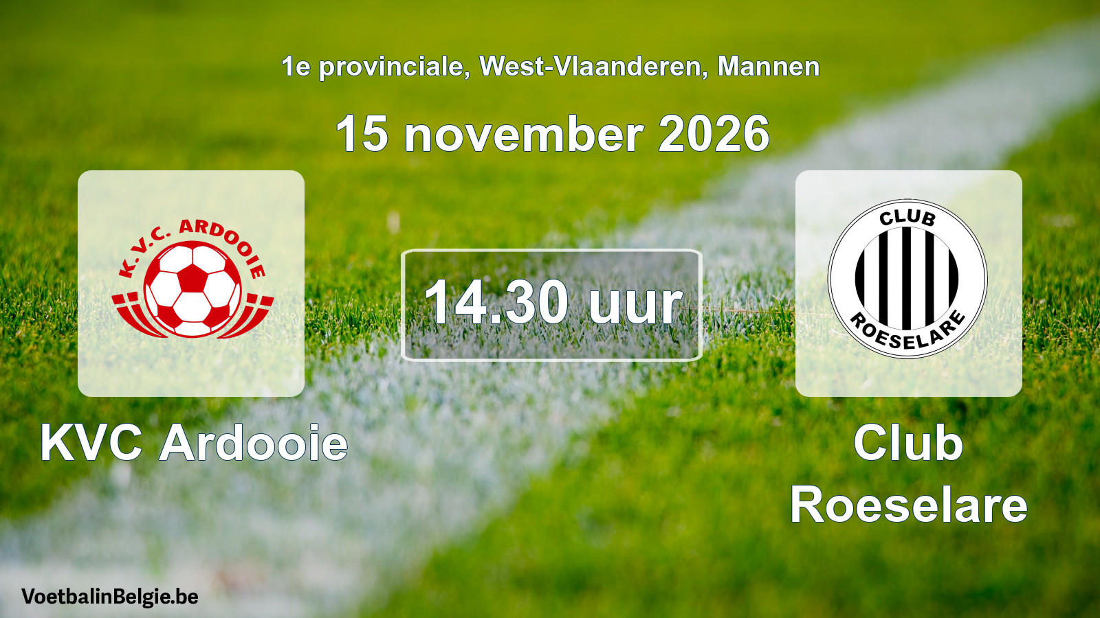 Geplande wedstrijd mannenvoetbal: KVC Ardooie - Club Roeselare (15 november 2026)