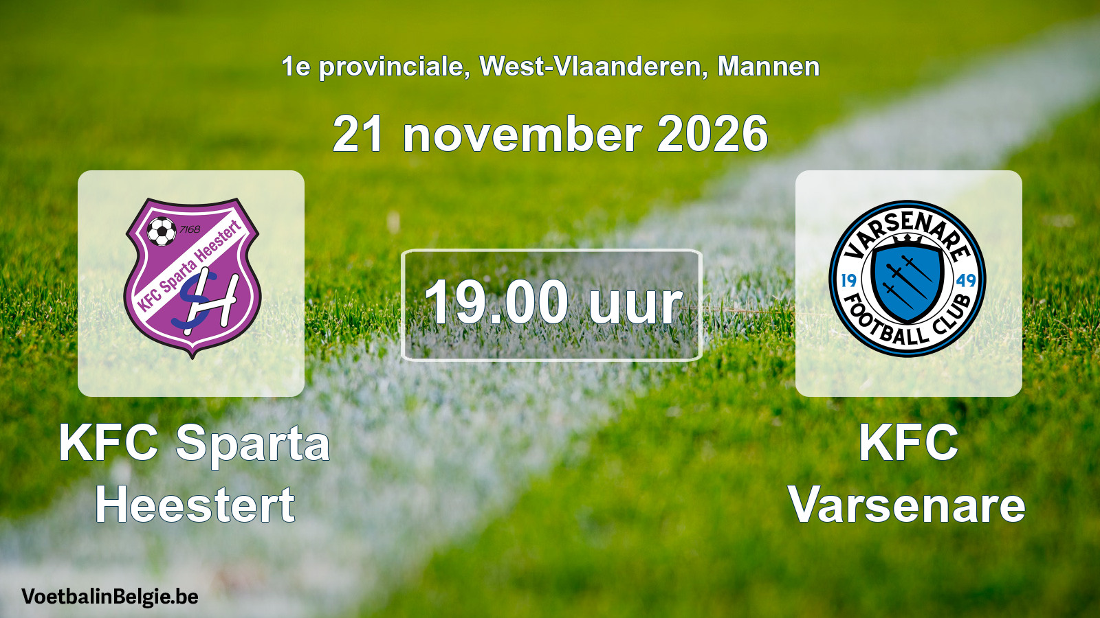 Geplande wedstrijd mannenvoetbal: KFC Sparta Heestert - KFC Varsenare (21 november 2026)
