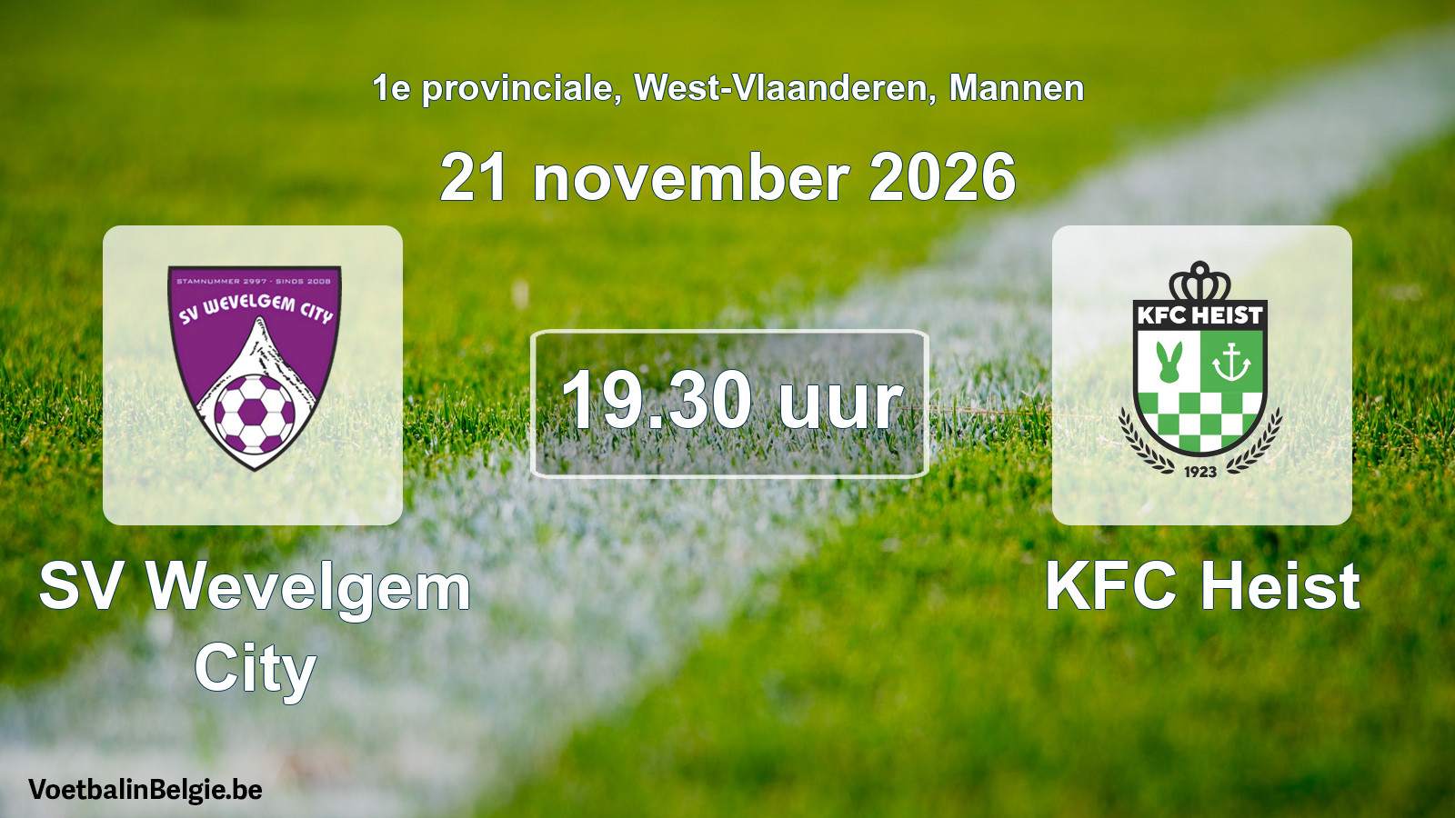 Geplantes Spiel männer-Fußball: SV Wevelgem City - KFC Heist (21 November 2026)