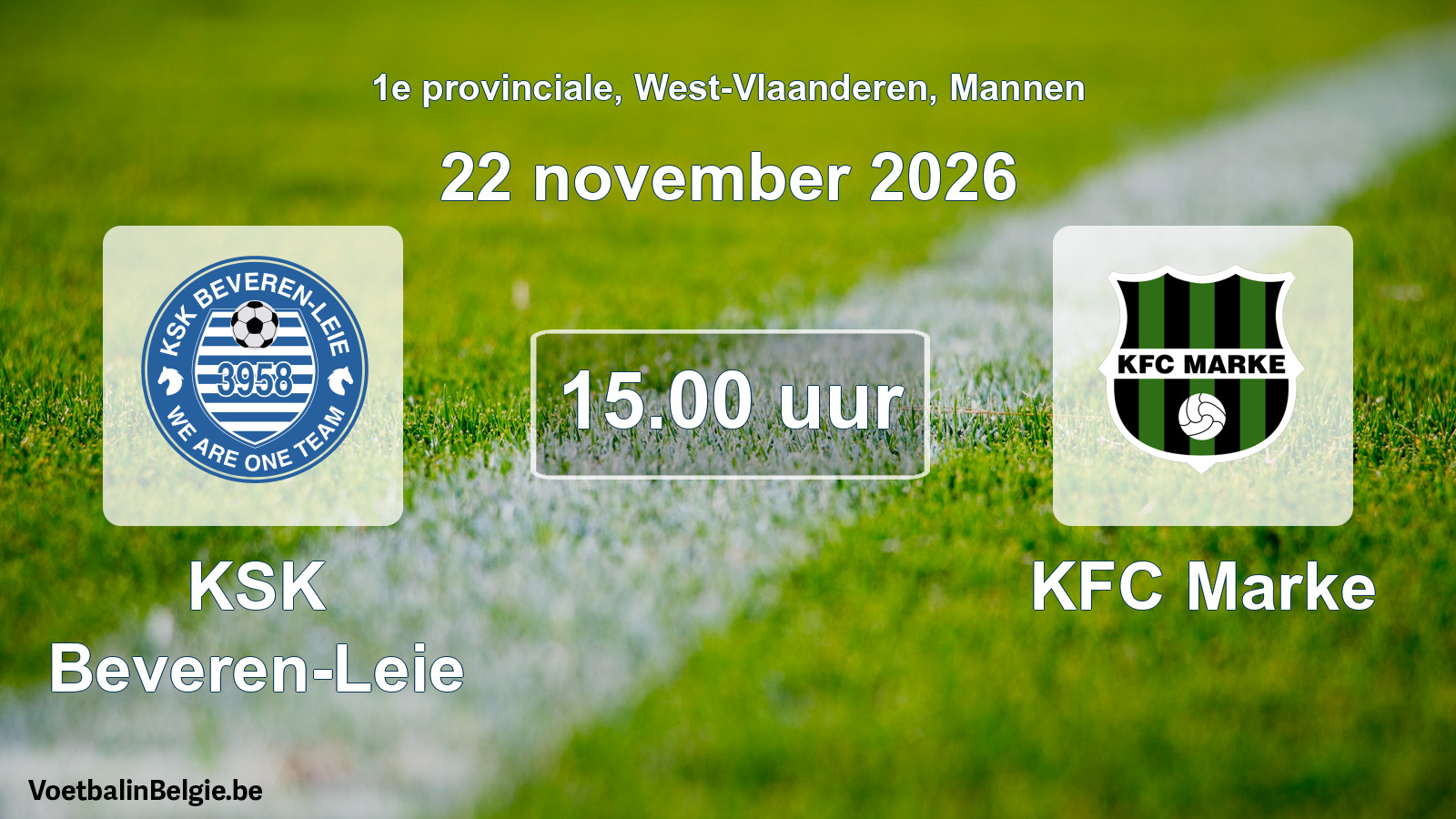 Geplande wedstrijd mannenvoetbal: KSK Beveren-Leie - KFC Marke (22 november 2026)