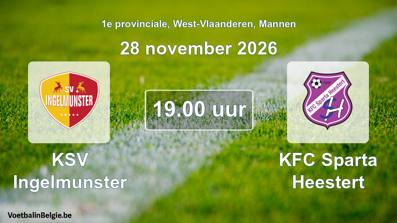 Geplande wedstrijd mannenvoetbal: KSV Ingelmunster - KFC Sparta Heestert (28 november 2026)