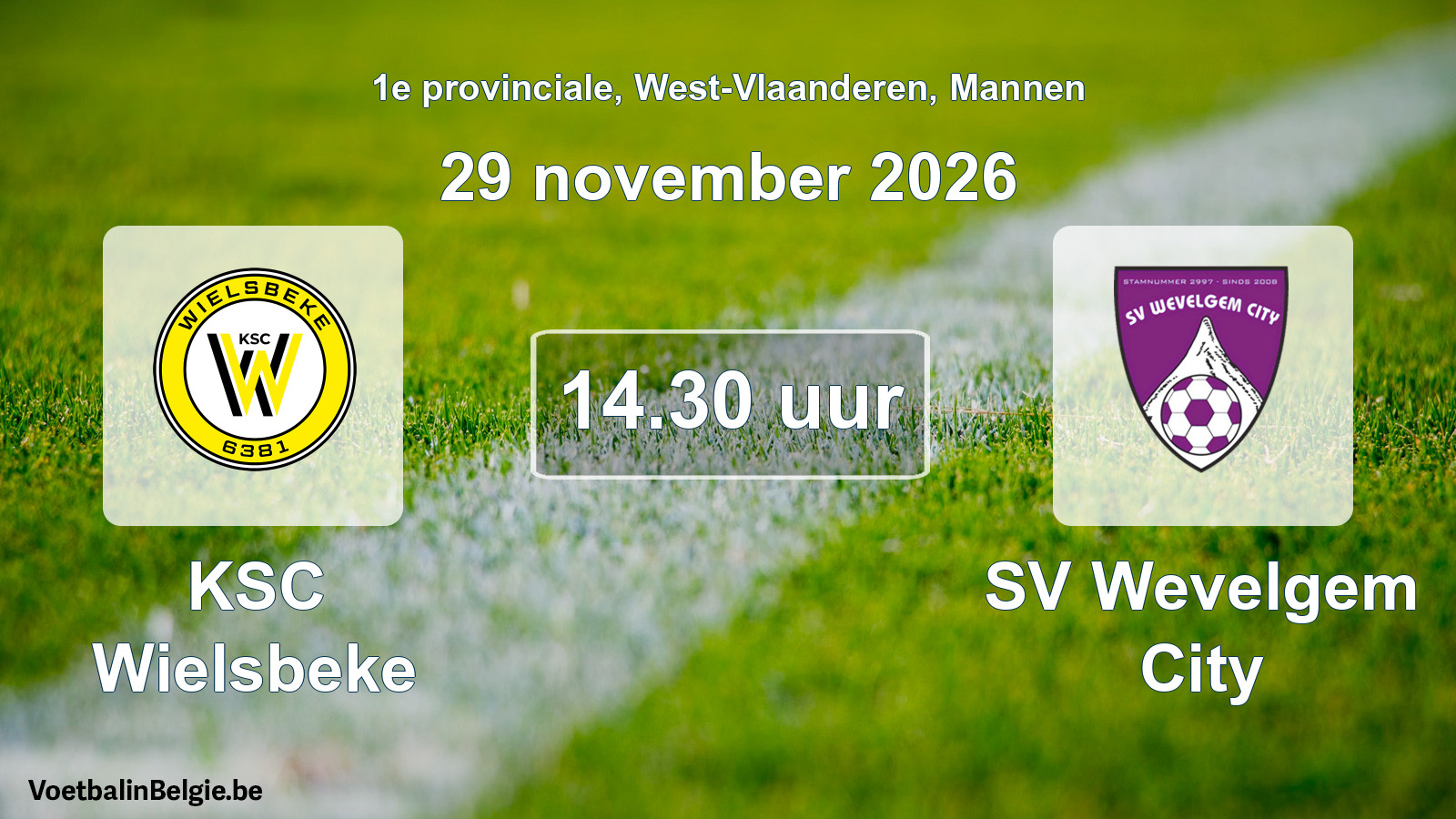 Geplande wedstrijd mannenvoetbal: KSC Wielsbeke - SV Wevelgem City (29 november 2026)