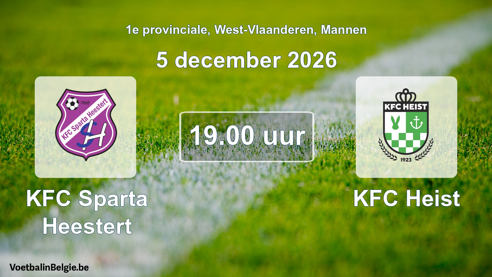 Geplande wedstrijd mannenvoetbal: KFC Sparta Heestert - KFC Heist (5 december 2026)