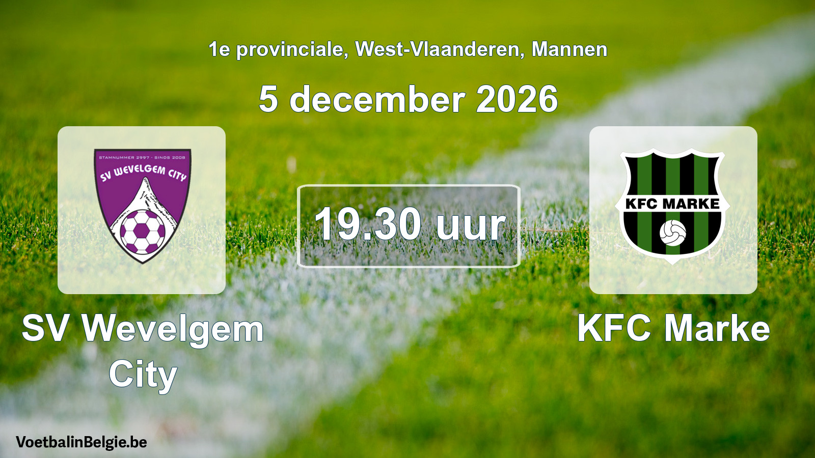 Geplande wedstrijd mannenvoetbal: SV Wevelgem City - KFC Marke (5 december 2026)