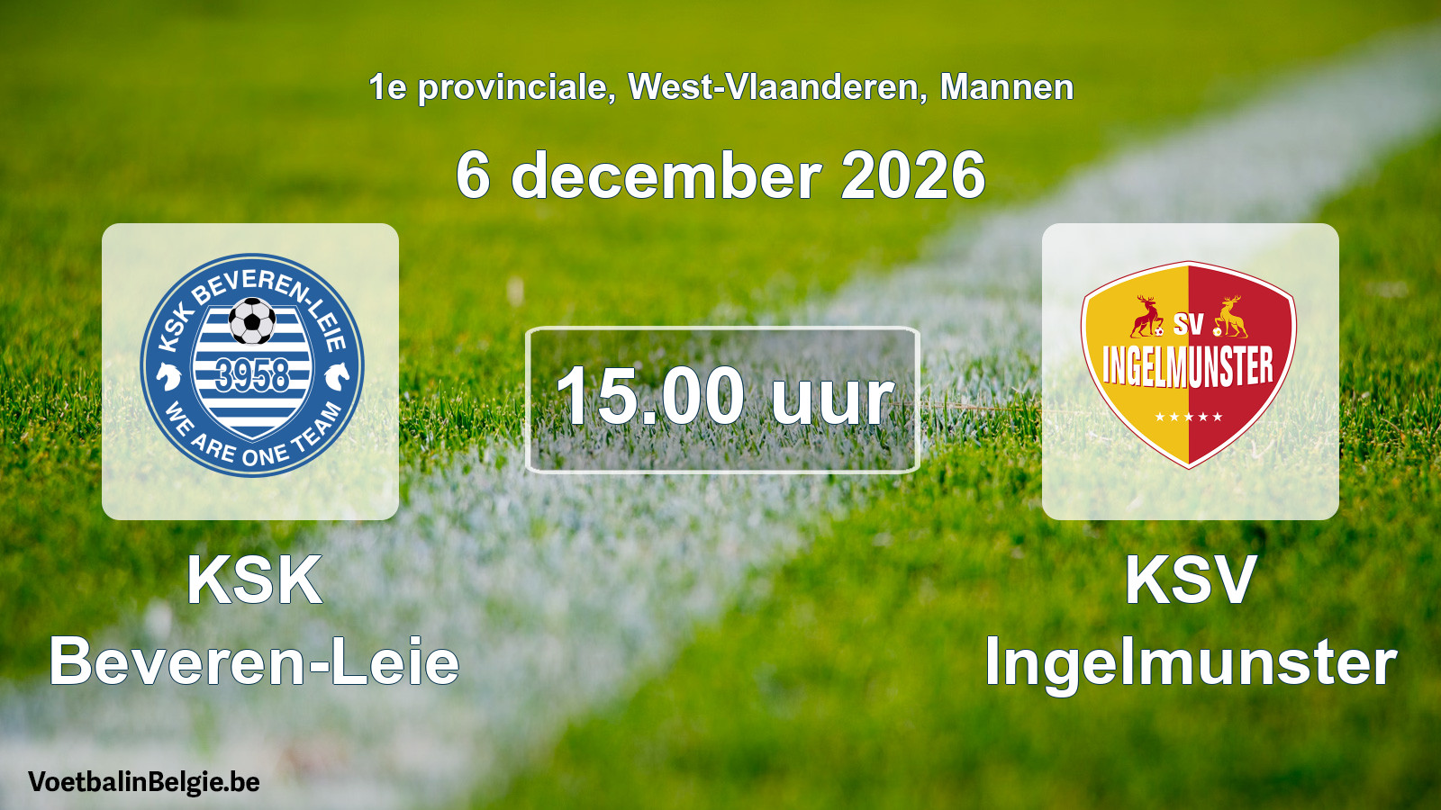 Geplande wedstrijd mannenvoetbal: KSK Beveren-Leie - KSV Ingelmunster (6 december 2026)