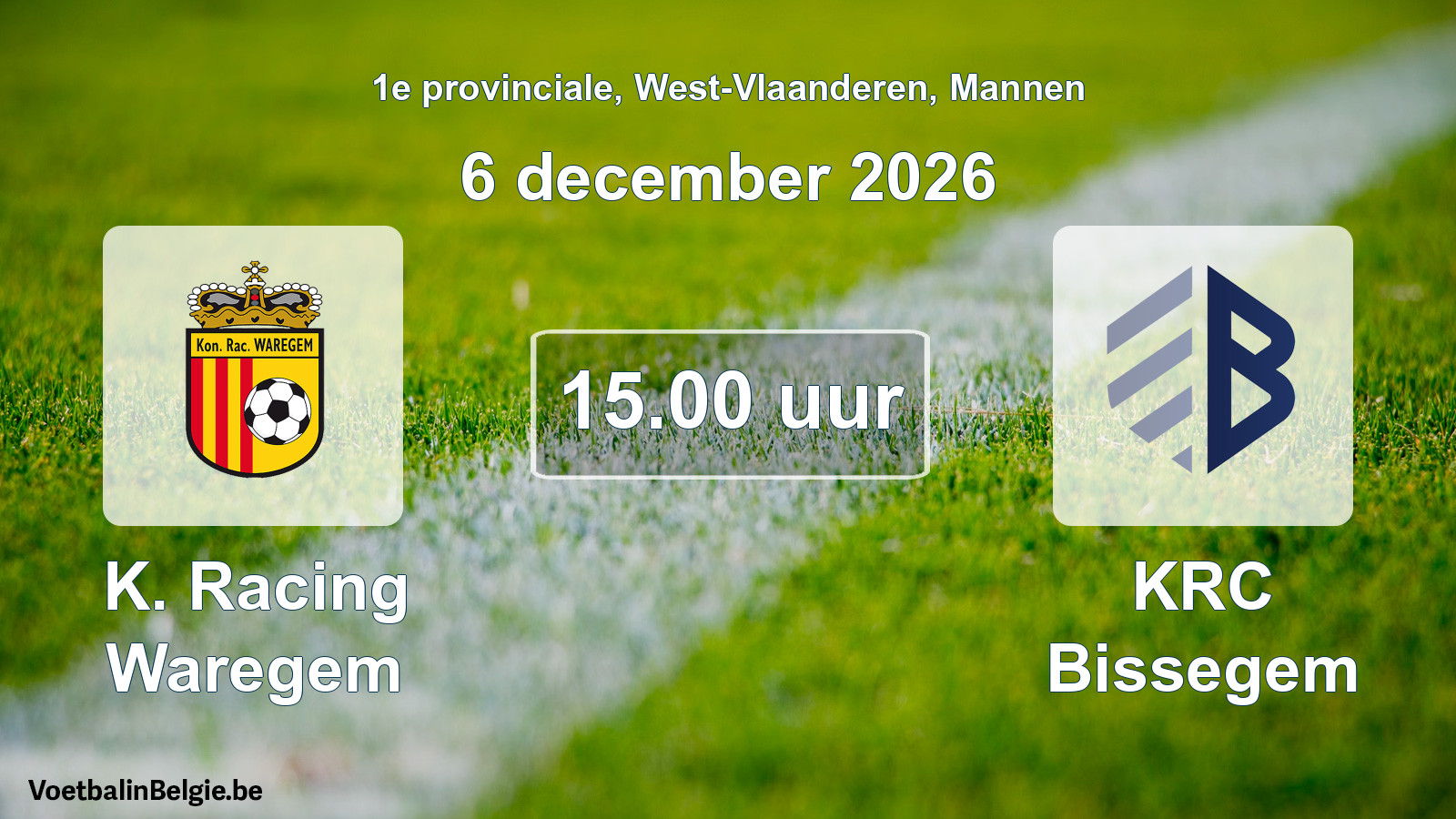 Scheduled match men football: K. Racing Waregem - KRC Bissegem (6 December 2026)