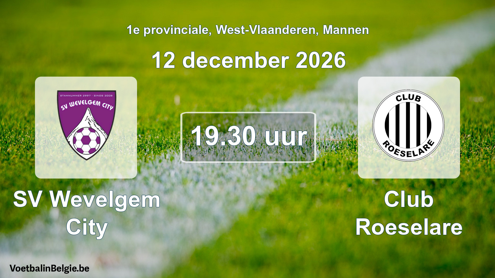 Geplande wedstrijd mannenvoetbal: SV Wevelgem City - Club Roeselare (12 december 2026)