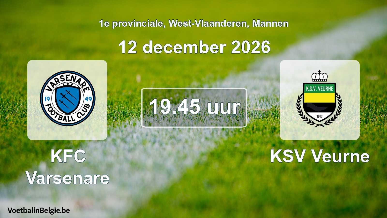 Geplande wedstrijd mannenvoetbal: KFC Varsenare - KSV Veurne (12 december 2026)