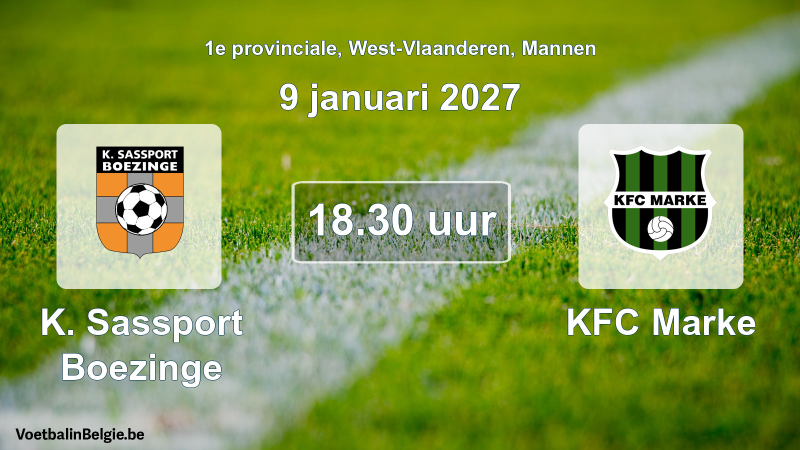 Geplande wedstrijd mannenvoetbal: K. Sassport Boezinge - KFC Marke (9 januari 2027)