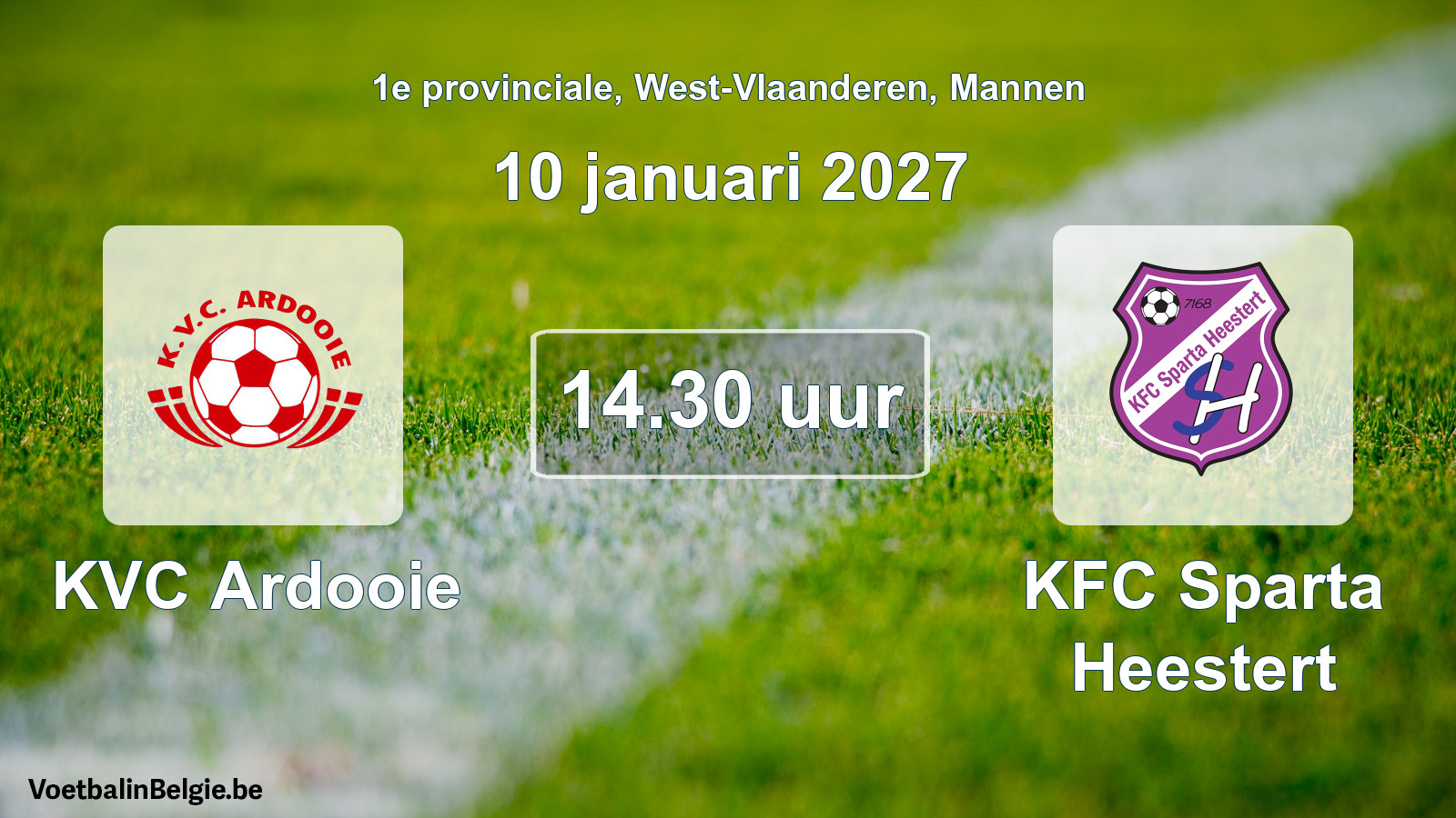 Geplande wedstrijd mannenvoetbal: KVC Ardooie - KFC Sparta Heestert (10 januari 2027)
