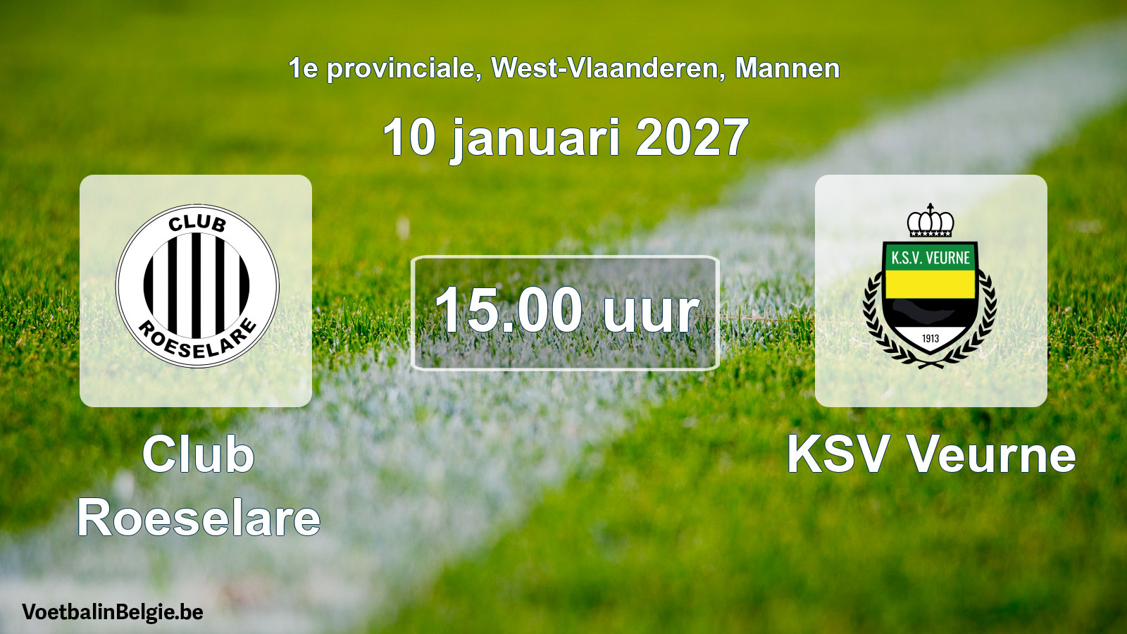 Geplande wedstrijd mannenvoetbal: Club Roeselare - KSV Veurne (10 januari 2027)