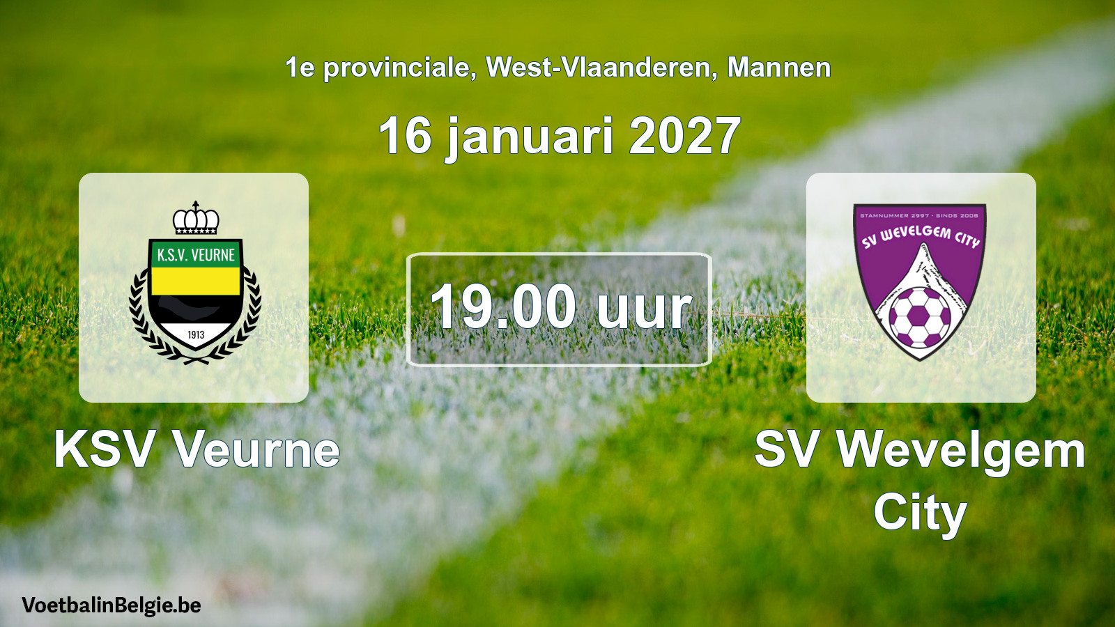Geplande wedstrijd mannenvoetbal: KSV Veurne - SV Wevelgem City (16 januari 2027)