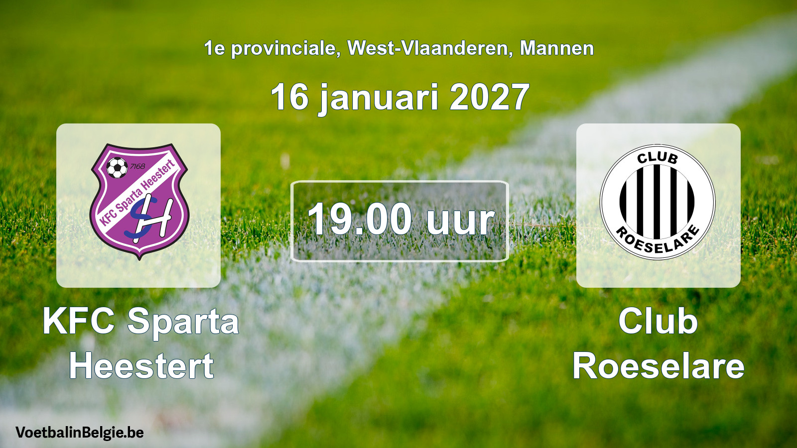 Geplande wedstrijd mannenvoetbal: KFC Sparta Heestert - Club Roeselare (16 januari 2027)