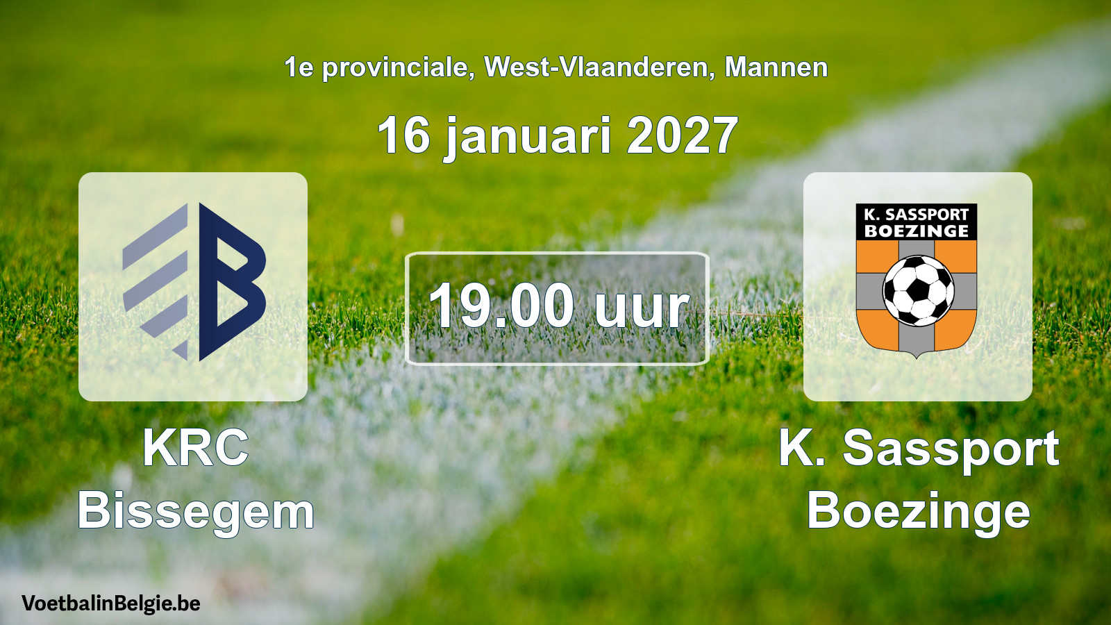 Geplantes Spiel männer-Fußball: KRC Bissegem - K. Sassport Boezinge (16 Januar 2027)