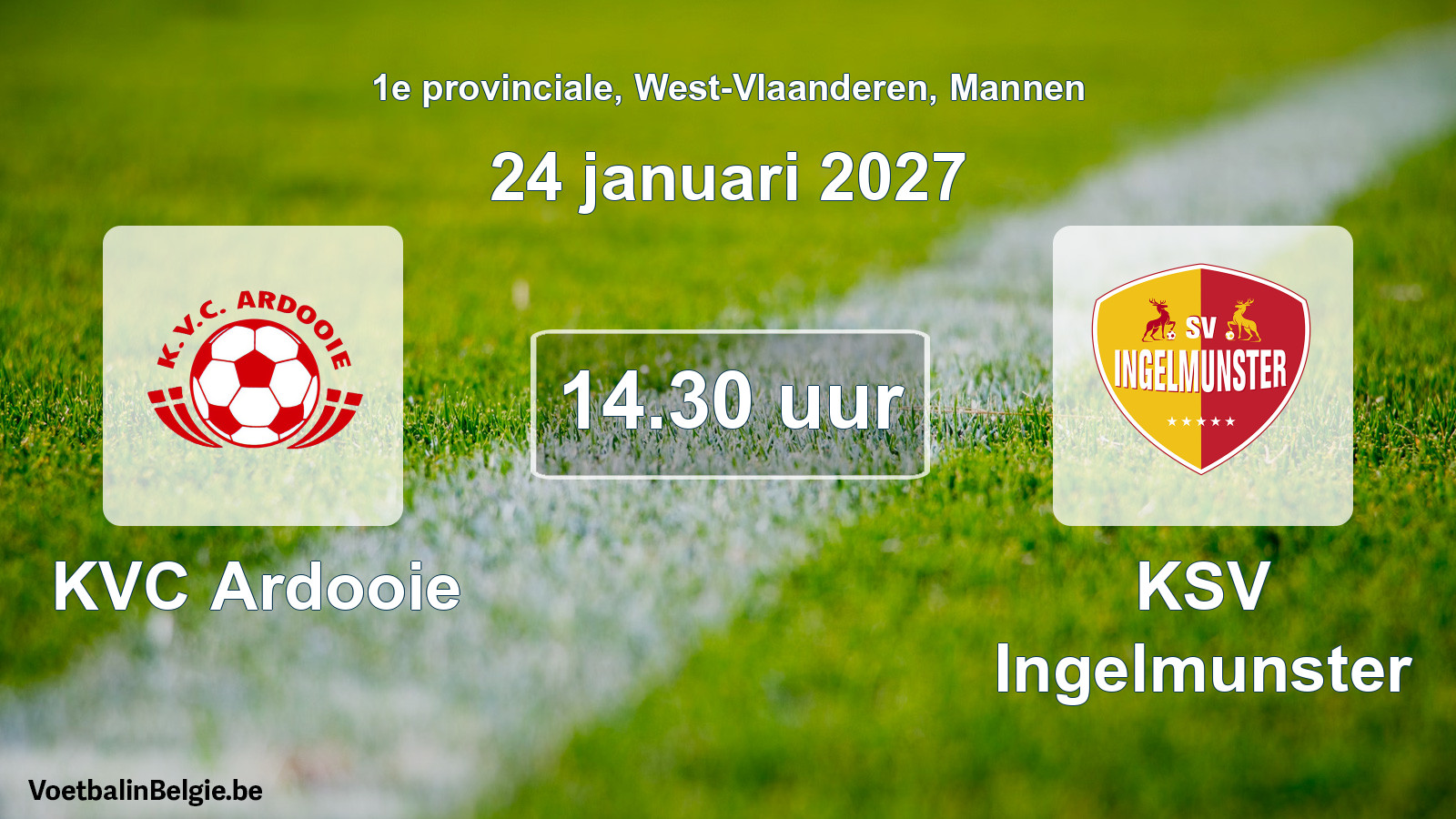 Geplande wedstrijd mannenvoetbal: KVC Ardooie - KSV Ingelmunster (24 januari 2027)