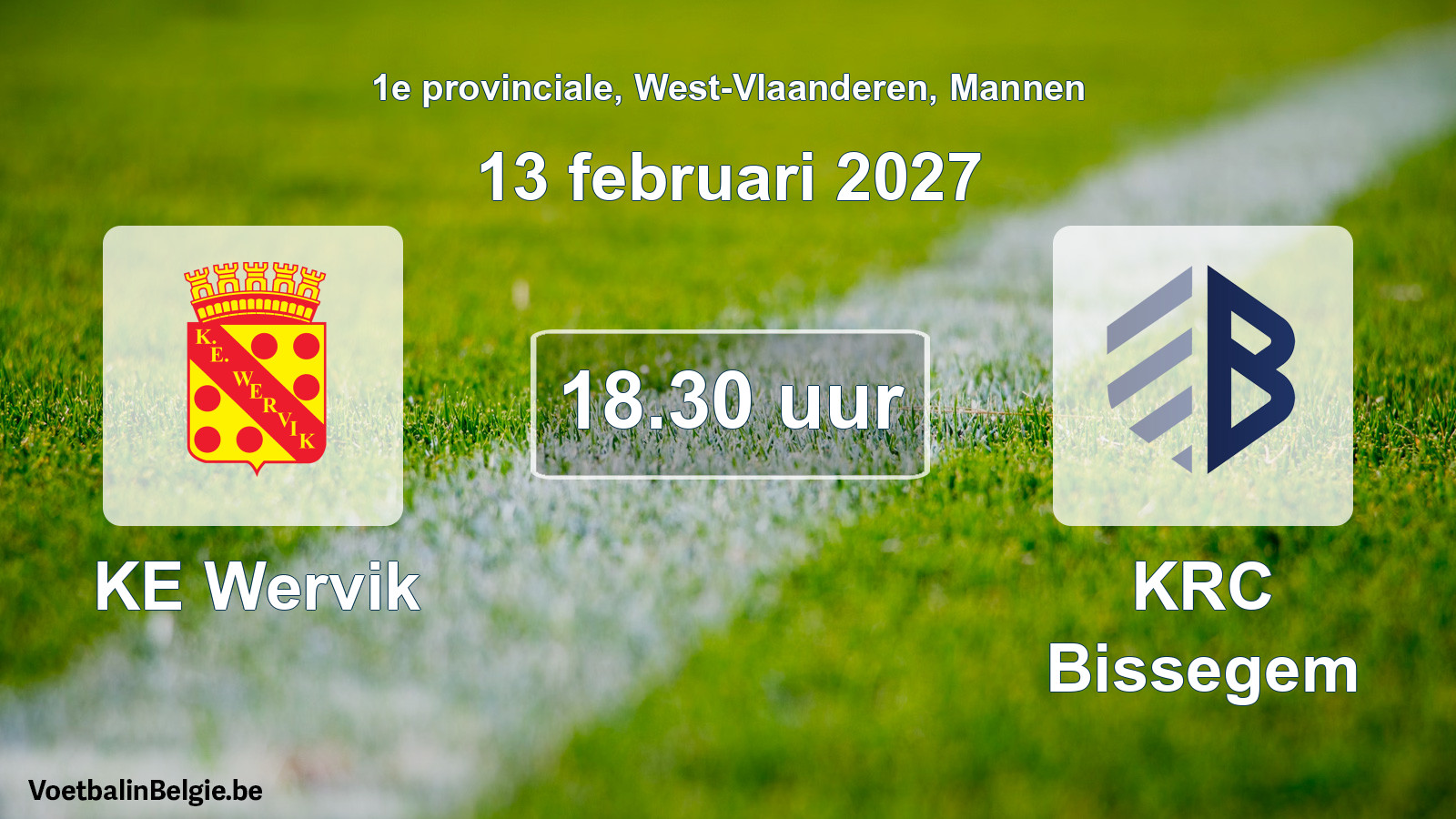 Geplande wedstrijd mannenvoetbal: KE Wervik - KRC Bissegem (13 februari 2027)