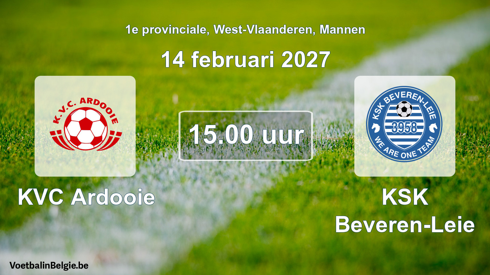 Geplande wedstrijd mannenvoetbal: KVC Ardooie - KSK Beveren-Leie (14 februari 2027)