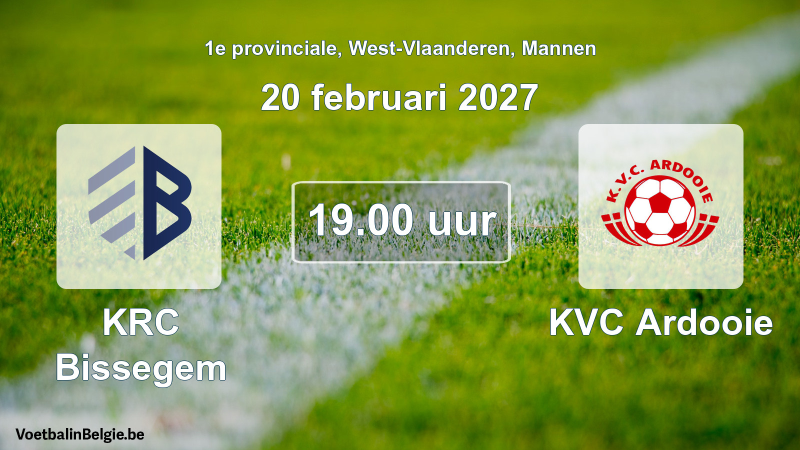 Geplande wedstrijd mannenvoetbal: KRC Bissegem - KVC Ardooie (20 februari 2027)