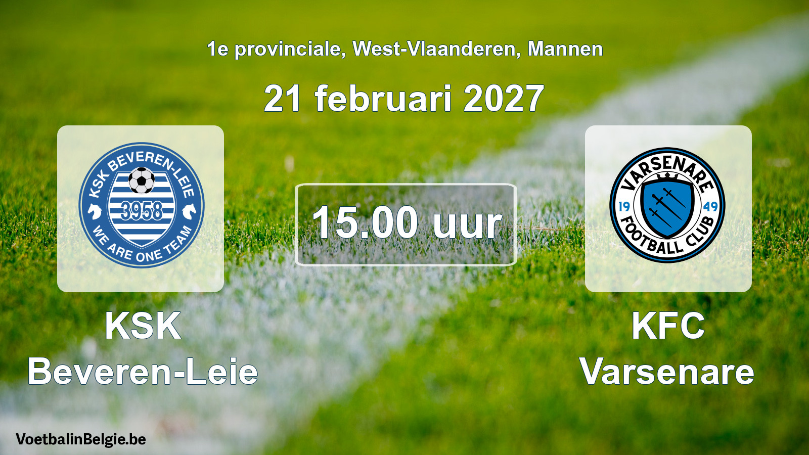 Geplande wedstrijd mannenvoetbal: KSK Beveren-Leie - KFC Varsenare (21 februari 2027)