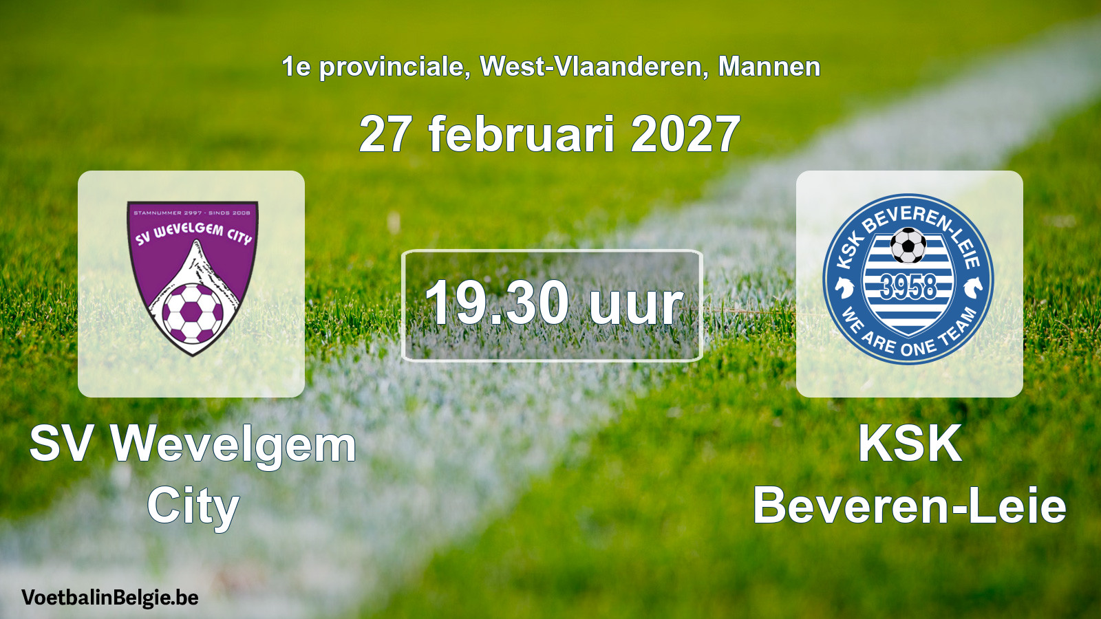 Geplande wedstrijd mannenvoetbal: SV Wevelgem City - KSK Beveren-Leie (27 februari 2027)