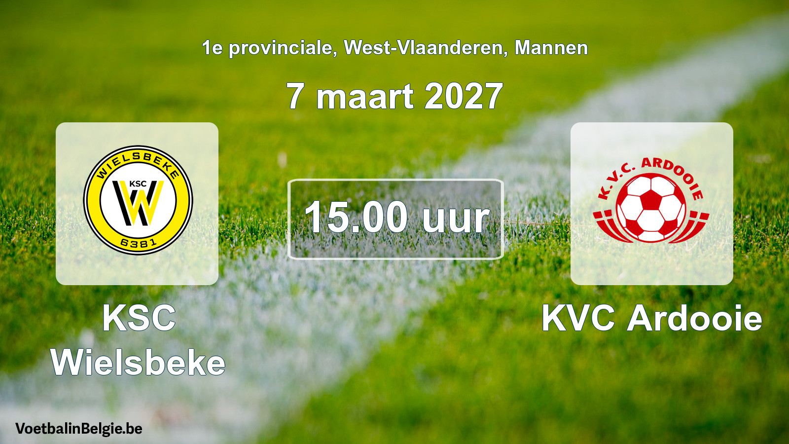 Geplande wedstrijd mannenvoetbal: KSC Wielsbeke - KVC Ardooie (7 maart 2027)