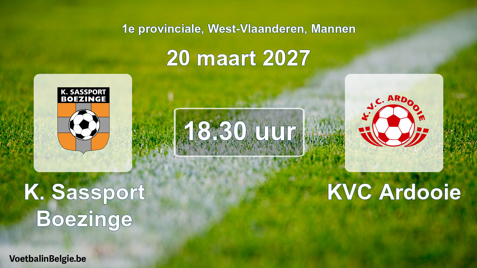 Geplande wedstrijd mannenvoetbal: K. Sassport Boezinge - KVC Ardooie (20 maart 2027)
