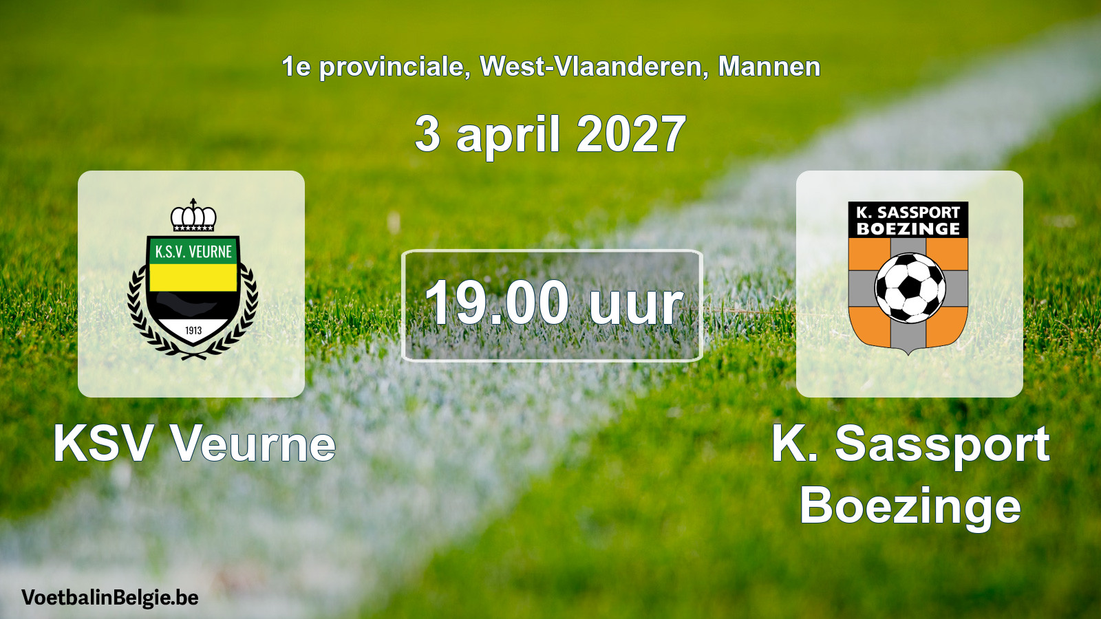 Geplande wedstrijd mannenvoetbal: KSV Veurne - K. Sassport Boezinge (3 april 2027)