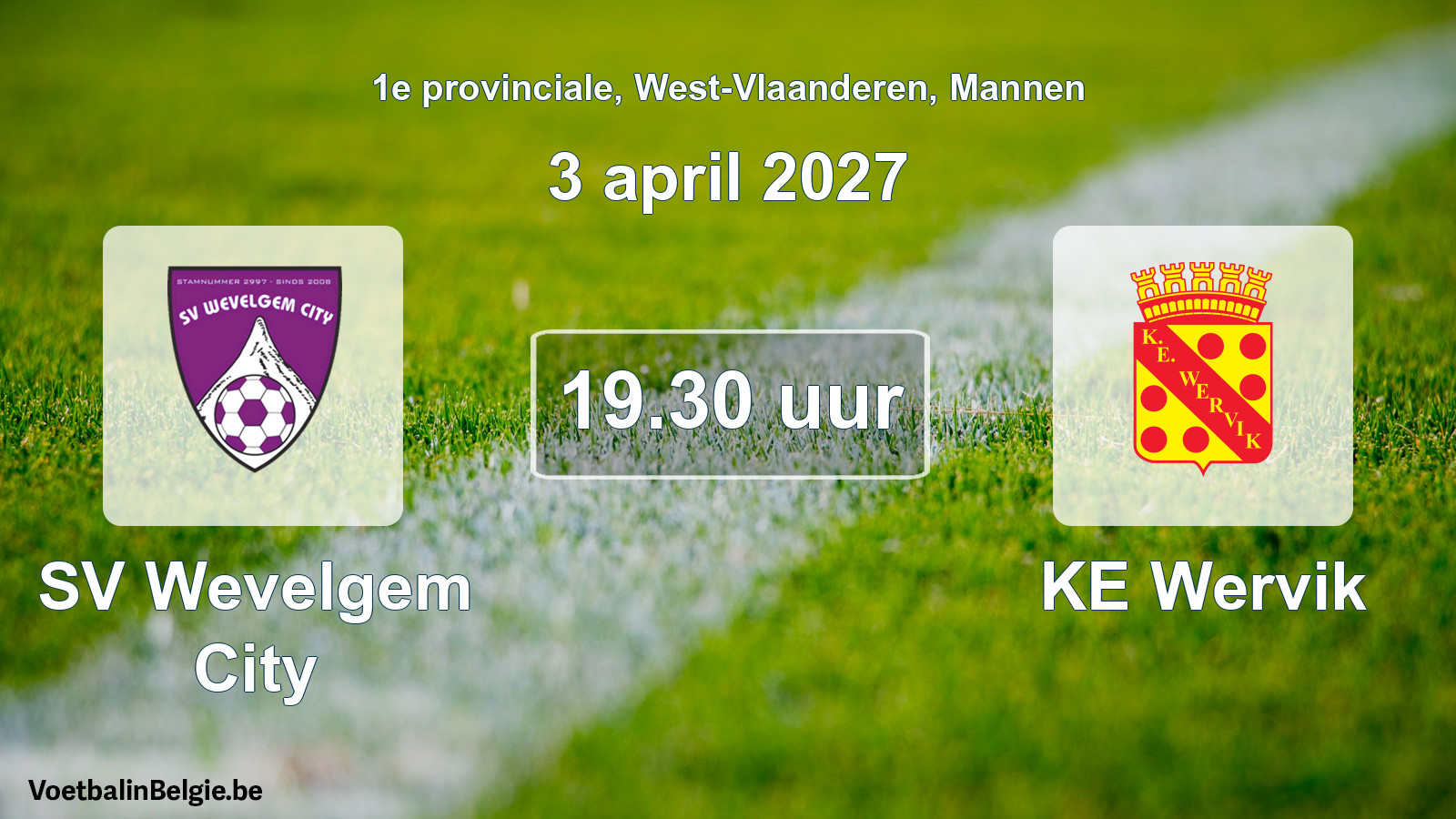 Geplande wedstrijd mannenvoetbal: SV Wevelgem City - KE Wervik (3 april 2027)