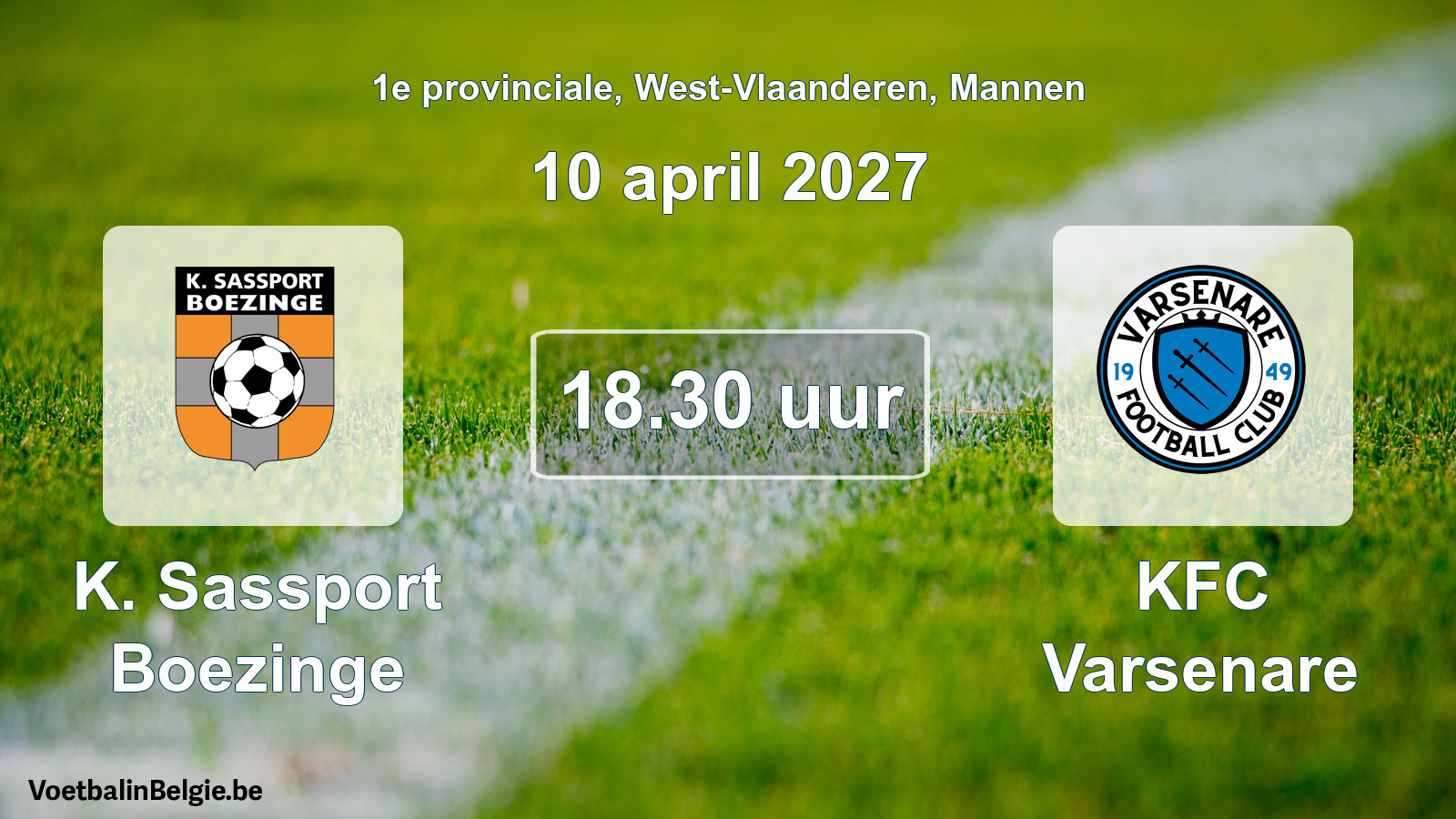Geplande wedstrijd mannenvoetbal: K. Sassport Boezinge - KFC Varsenare (10 april 2027)