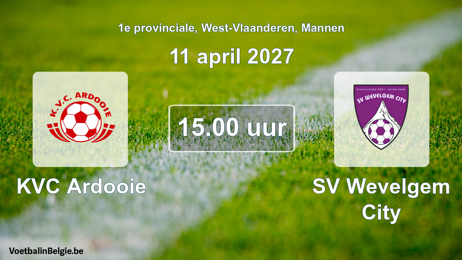 Geplande wedstrijd mannenvoetbal: KVC Ardooie - SV Wevelgem City (11 april 2027)