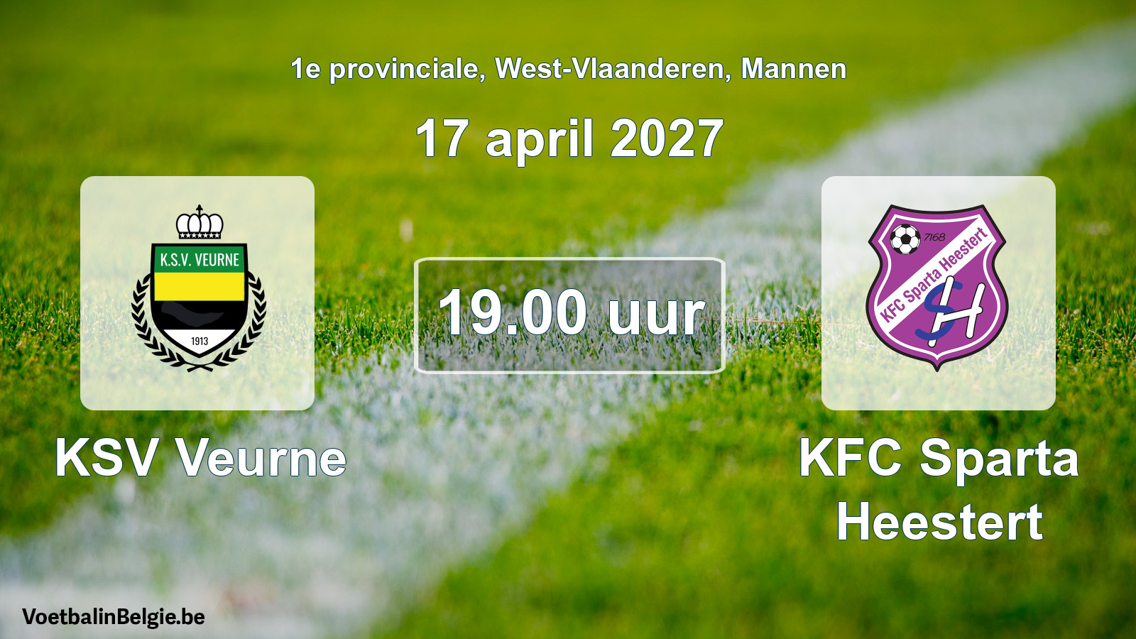 Geplande wedstrijd mannenvoetbal: KSV Veurne - KFC Sparta Heestert (17 april 2027)