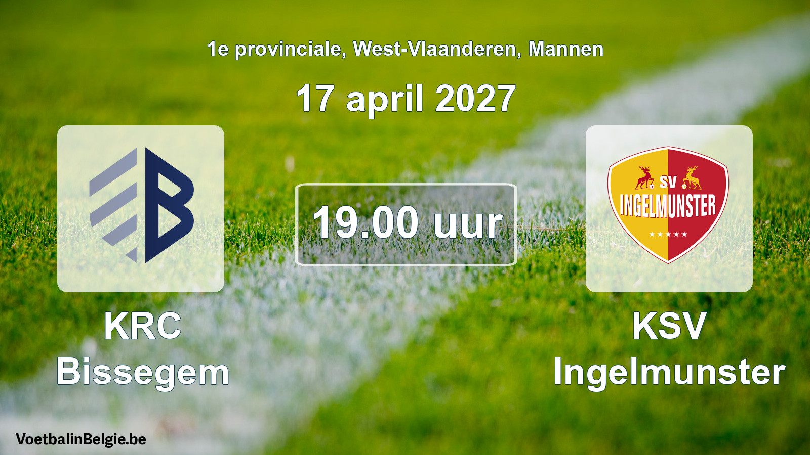 Match prévu football hommes: KRC Bissegem - KSV Ingelmunster (17 avril 2027)