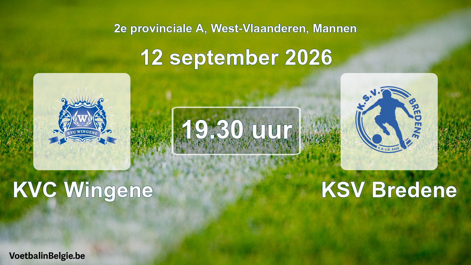 Scheduled match men football: KVC Wingene - KSV Bredene (12 September 2026)