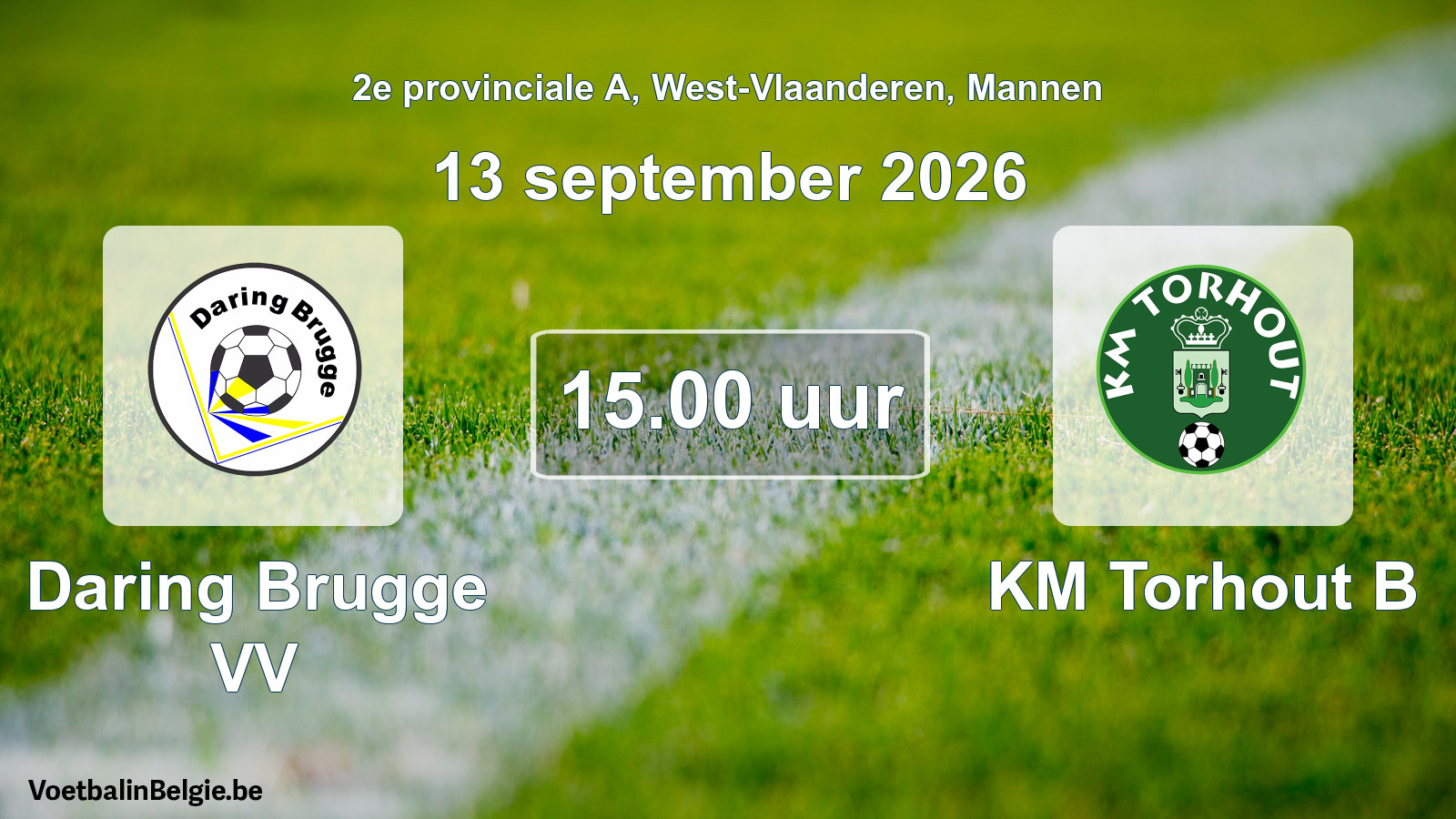 Geplande wedstrijd mannenvoetbal: Daring Brugge VV - KM Torhout B (13 september 2026)