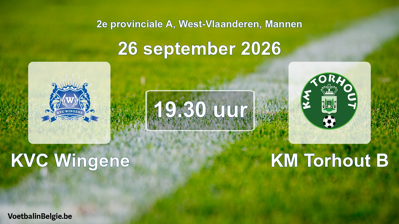 Geplande wedstrijd mannenvoetbal: KVC Wingene - KM Torhout B (26 september 2026)