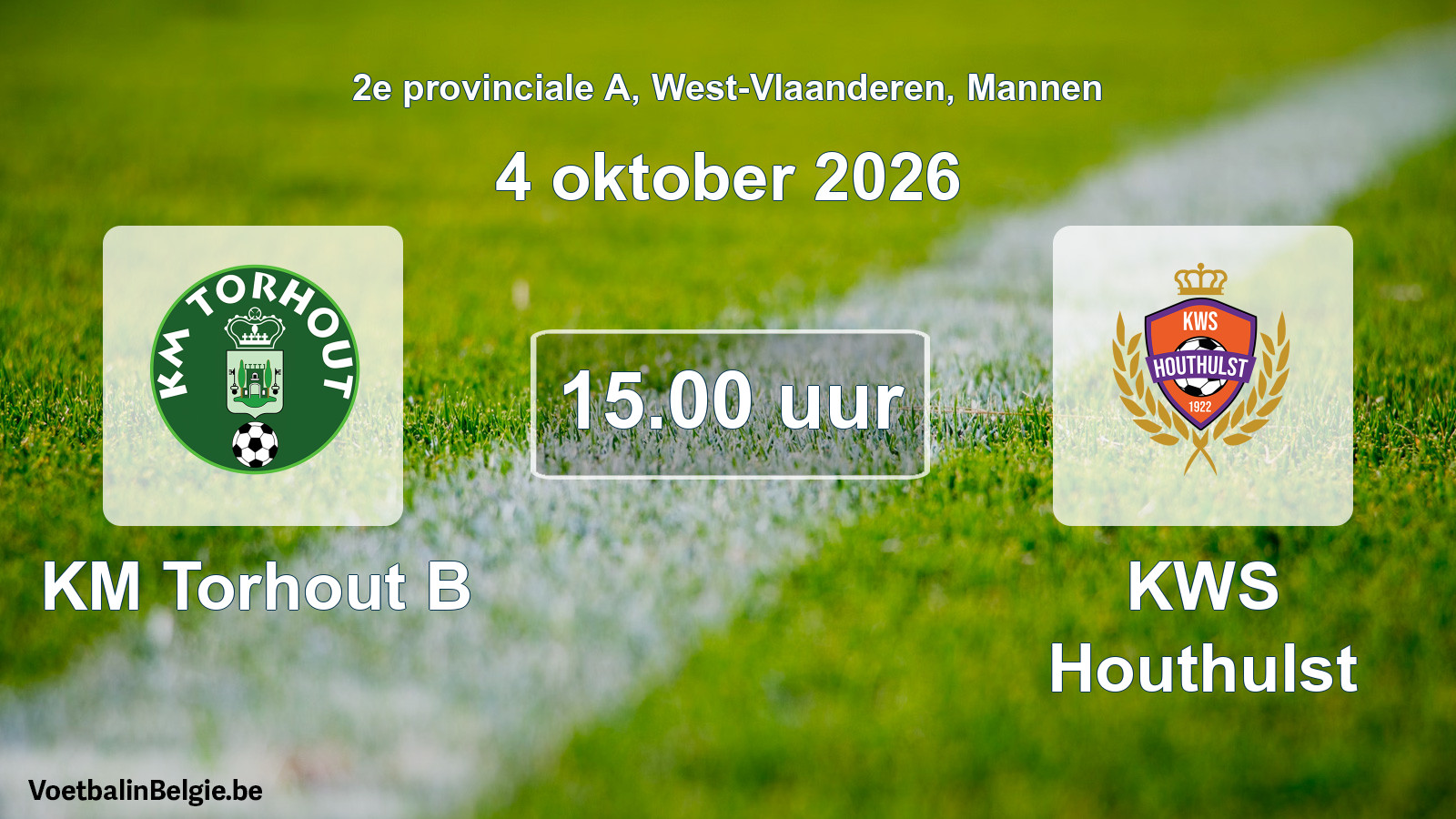 Geplantes Spiel männer-Fußball: KM Torhout B - KWS Houthulst (4 Oktober 2026)