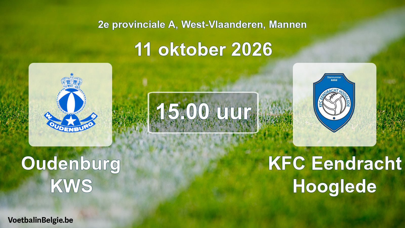 Geplantes Spiel männer-Fußball: Oudenburg KWS - KFC Eendracht Hooglede (11 Oktober 2026)
