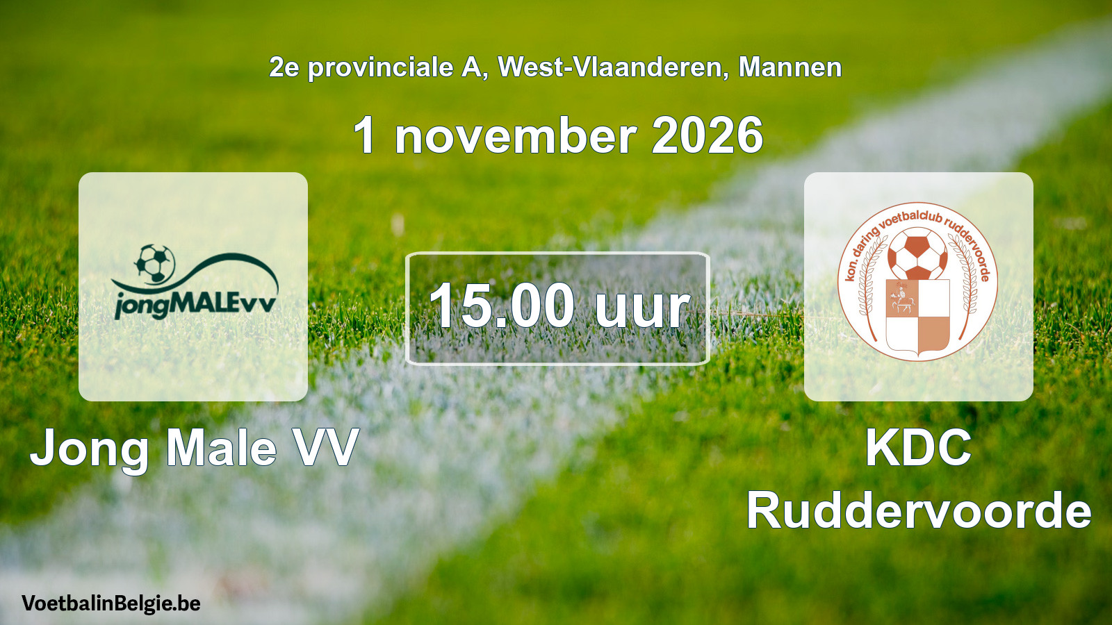 Geplande wedstrijd mannenvoetbal: Jong Male VV - KDC Ruddervoorde (1 november 2026)