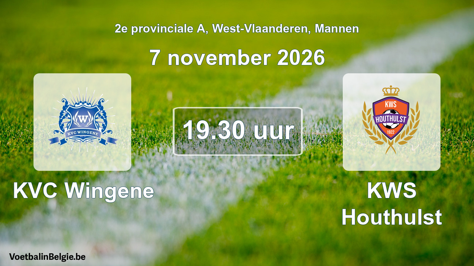 Geplantes Spiel männer-Fußball: KVC Wingene - KWS Houthulst (7 November 2026)