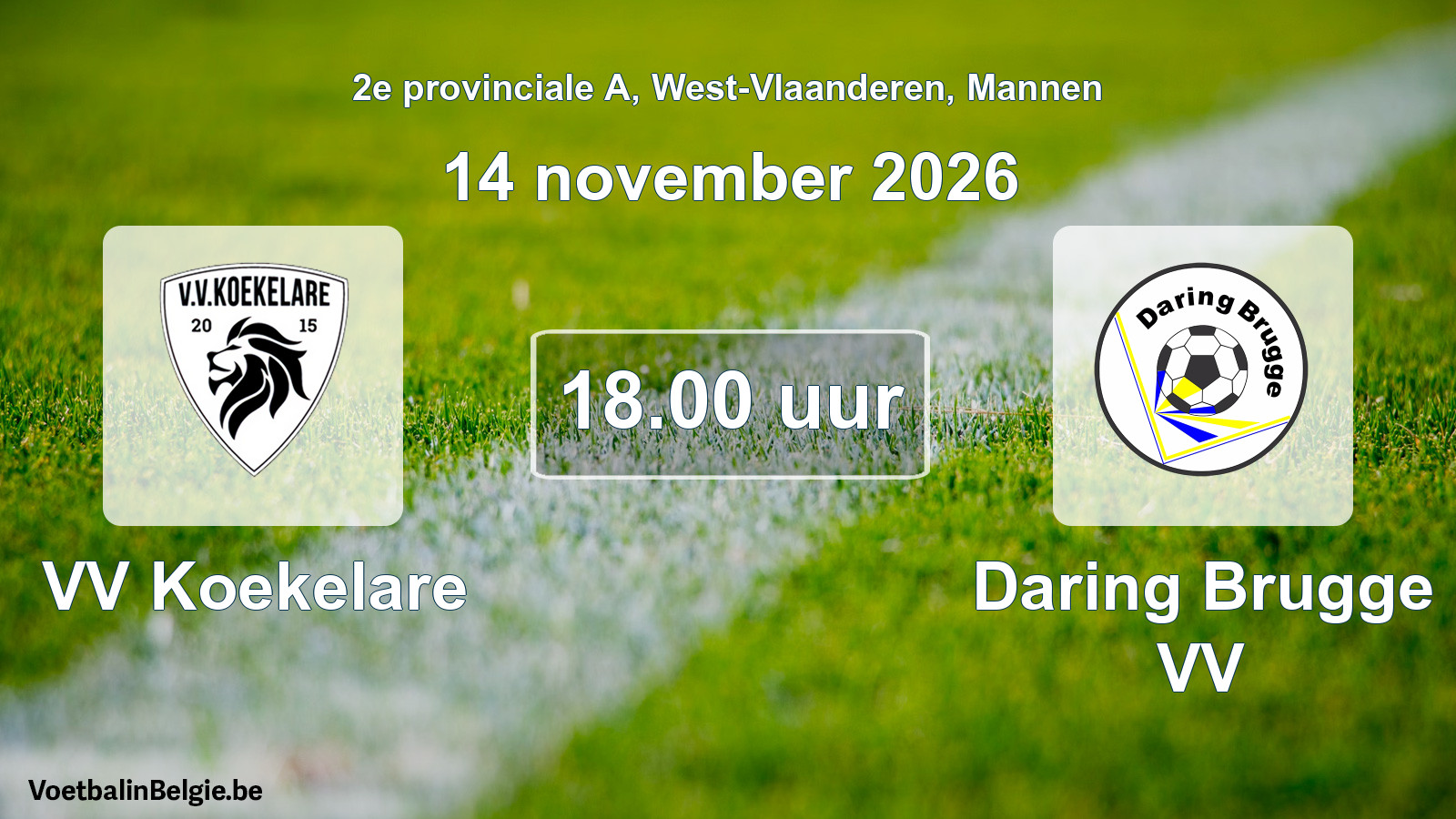 Scheduled match men football: VV Koekelare - Daring Brugge VV (14 November 2026)